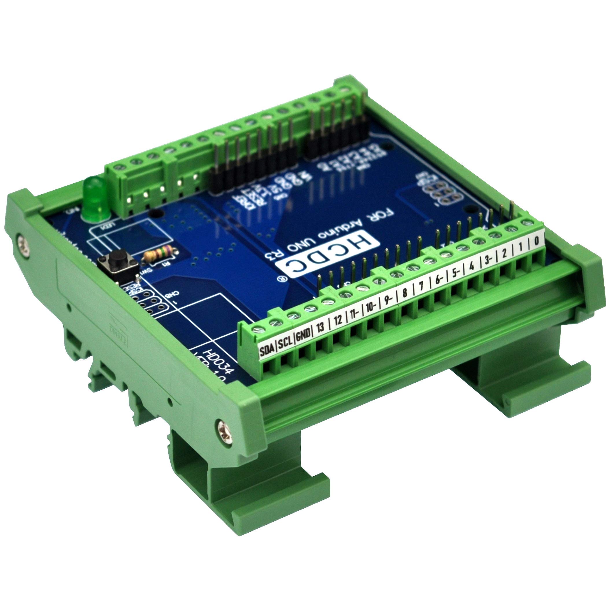 DIN Rail Mount Pinout Breakout Terminal Block Module for Arduino UNO R3