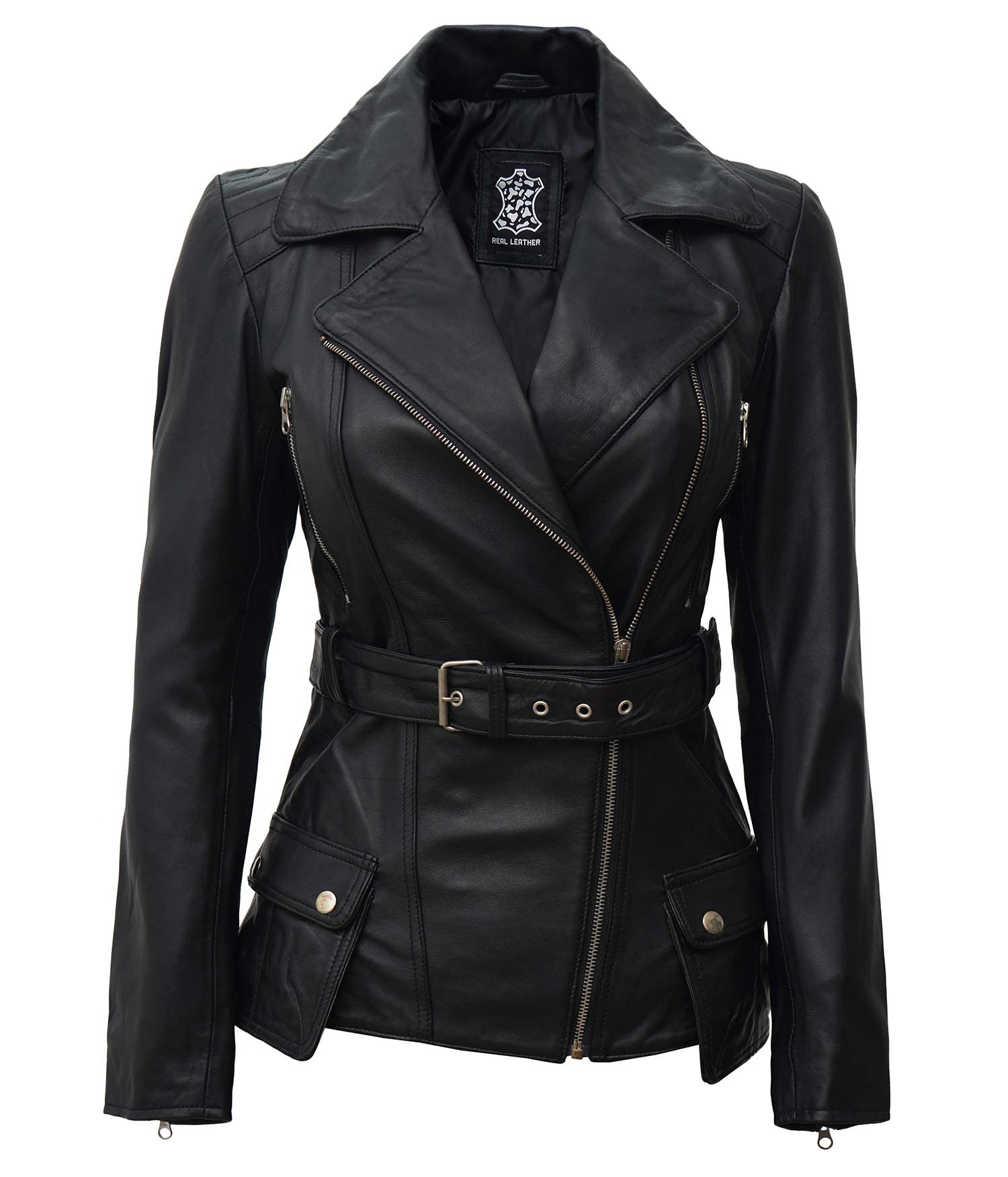 Womens Motorcycle Leather Jackets - Real Lambskin Soft Leather Jakets & Coats for Women