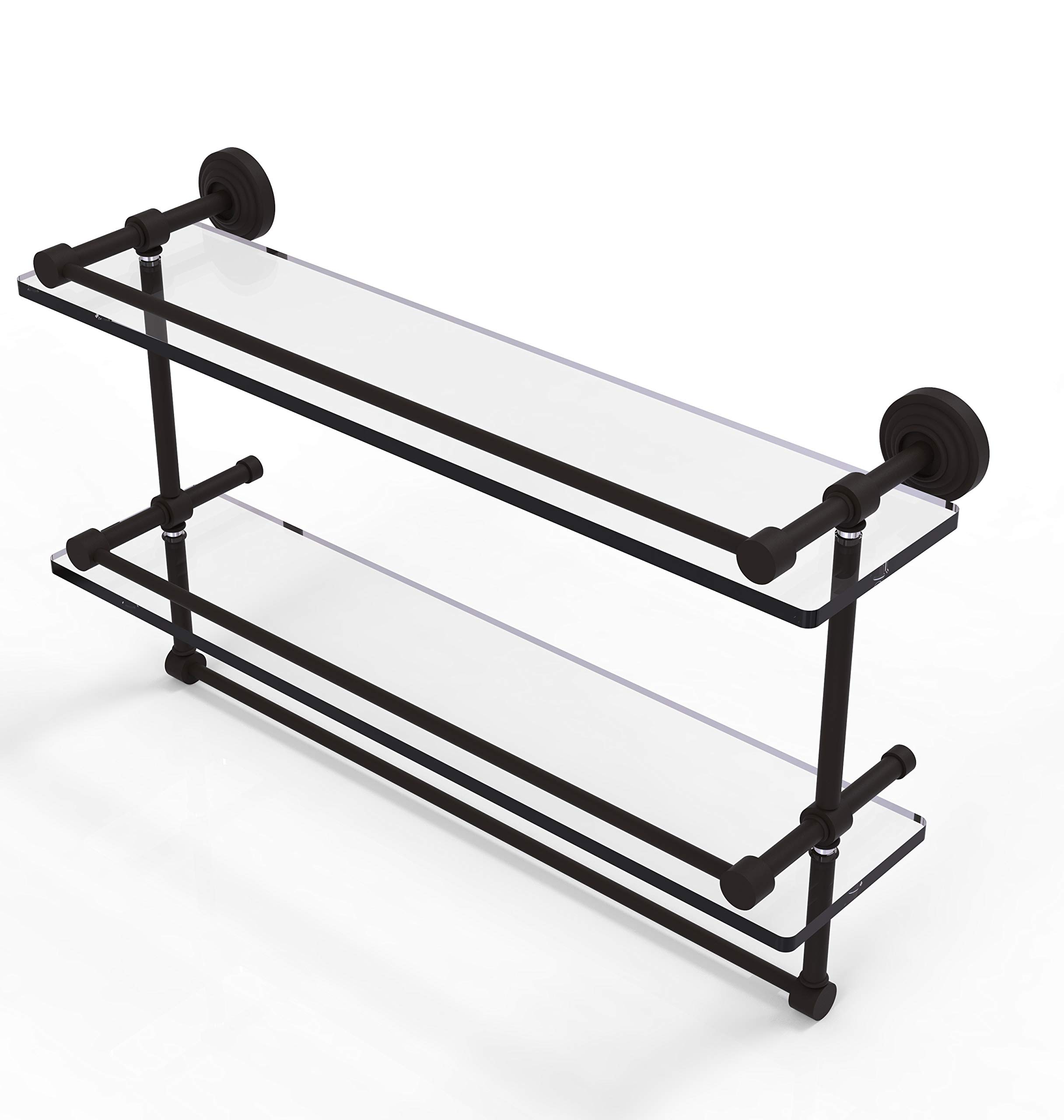 Allied Brass WP-2TB/22-GAL-ORB Wp 2 Tb Gal Inch Gallery Double Towel Bar Glass Shelf, 22 Inch, Oil Rubbed Bronze