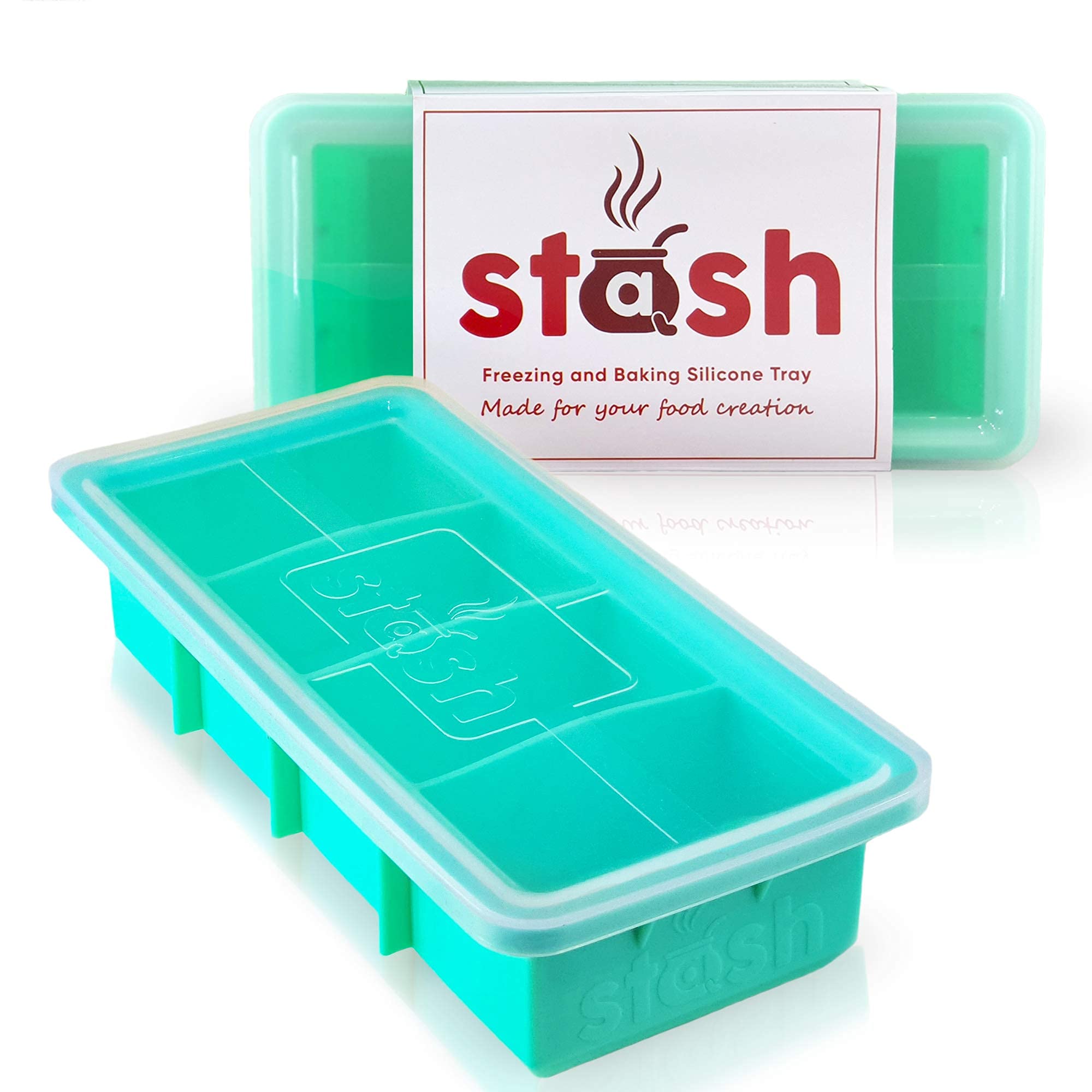 Stash Silicone Freezing Tray with Lid and Baking Tray – One Large Freezer Tray makes up to 4 cups serving – Freezer Soup Container - Oven Safe, Microwave Safe and BPA Free Silicone Container Tray