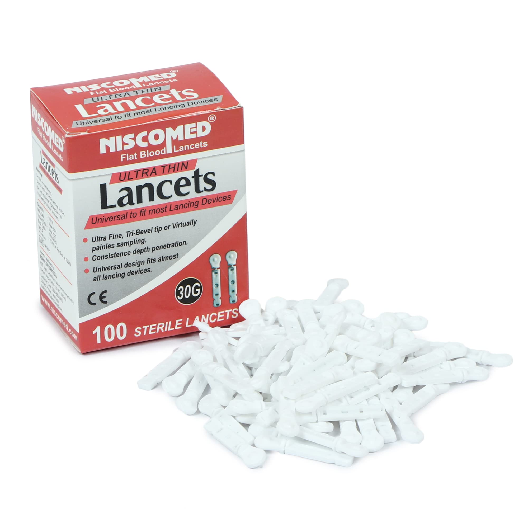 Niscomed Glucometer Flat Blood Lancet - Flat Lancet Needle - Glucometer Lancets (100 Pieces)