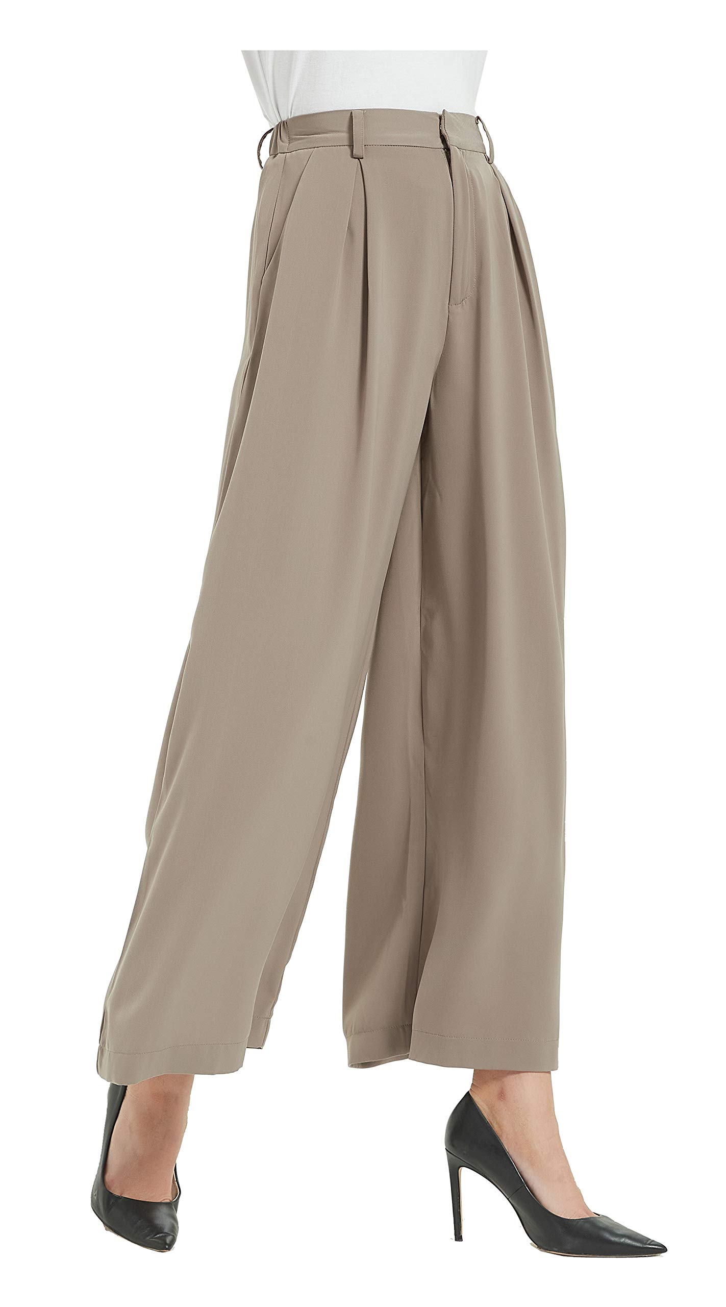 Tronjori Women High Waist Casual Wide Leg Long Palazzo Pants Trousers Regular Size