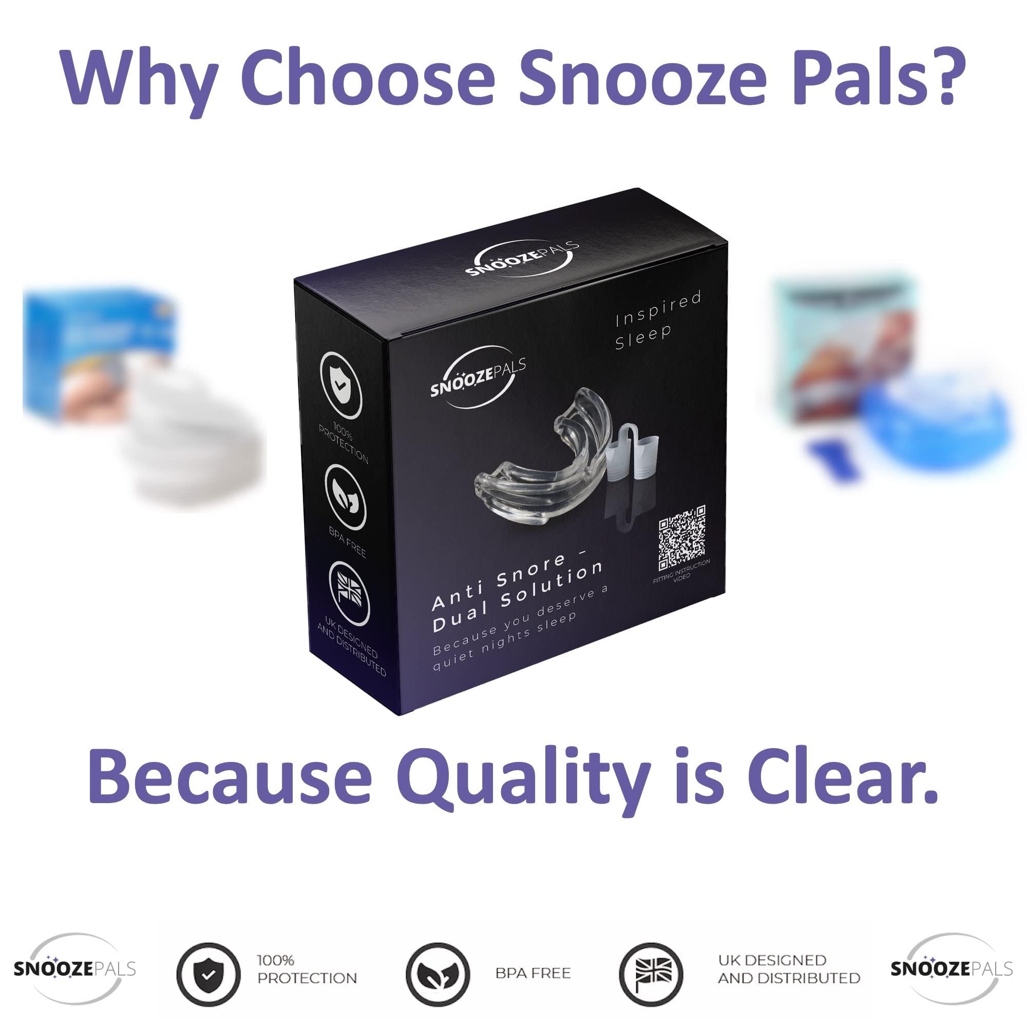 Snooze Pals 2024 Premium - Snoring Aids for Men and Women. Anti Snoring Devices. Top Snore Stopper in The UK. Twin Pack - Anti Snore Mouth Guard and Nasal Dilators. Stop Snoring, It's What we do