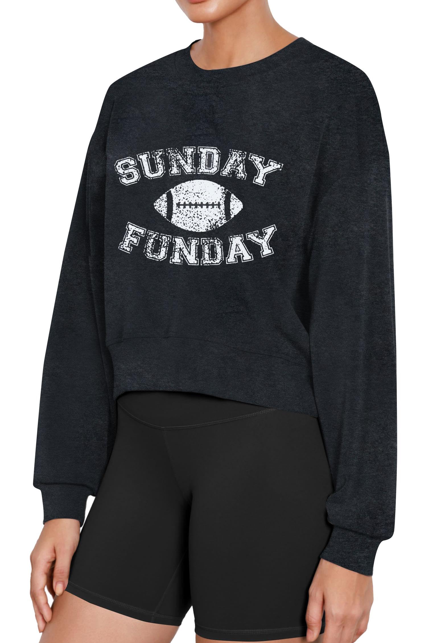 FLOYUWomen Sunday Funday Sweatshirt Cute Football Graphic Pullover Game Day Weekend Tops Casual Football Season Shirt