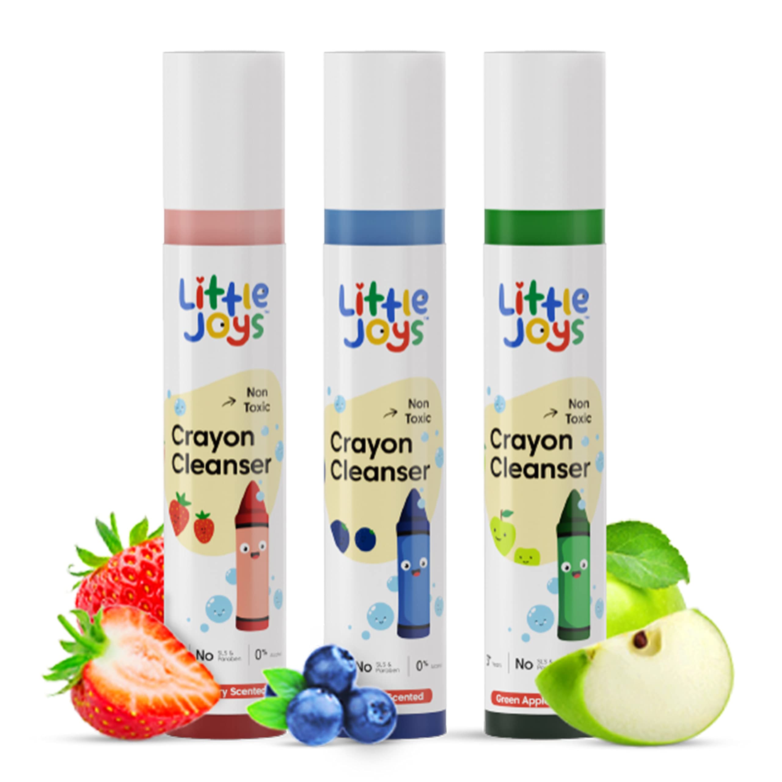 Little Joys Crayon Handwash - Set of 3 (2-5 years) | Strawberry, Green Apple, Blueberry Scented | Non-Toxic, Paraben Free, SLS Free, Alohol Free