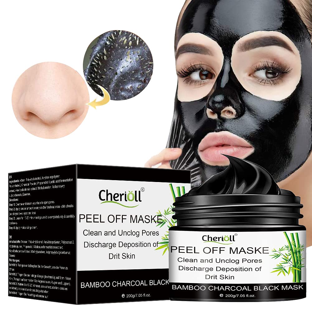 Blackhead Remover Mask, Peel Off Mask, Charcoal Face Masks, Face Mask with Activated Carbon Purifying Black Face Mask, Deep Skin Clean Purifying Acne,Deep Cleaning Mask-200g