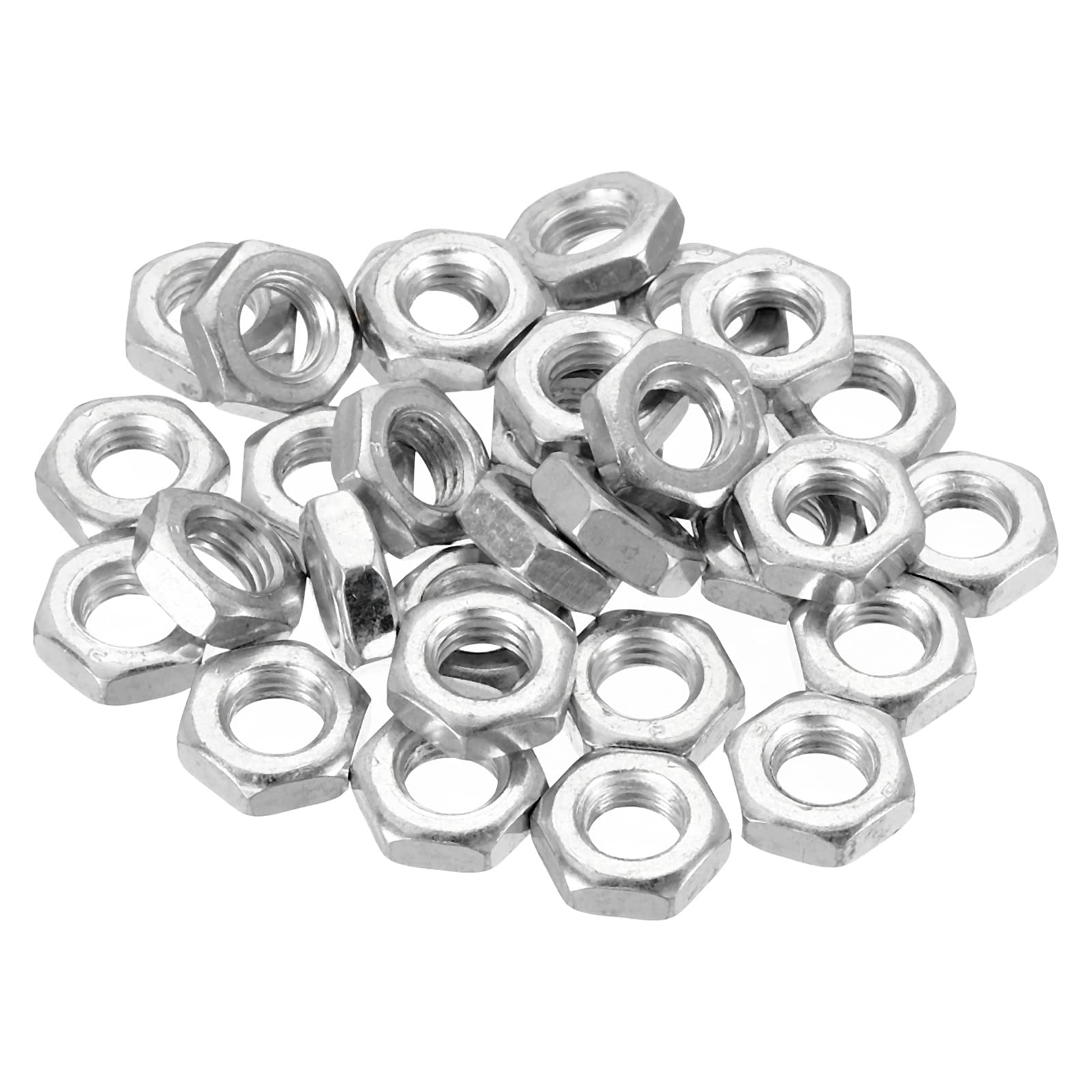 PATIKIL M7 x 1.0 Steel Hex Nuts, 30 Pack Metric Thread Zinc Plated Finished Hardware Nuts Screw Bolt Fasteners 4mm Height