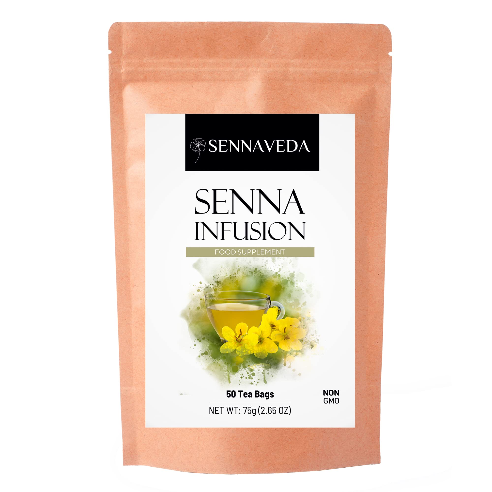 Sennaveda Senna Infusion – 50 Detox Tea Bags, Made with Senna Leaves, Herbal Tea, Digestive Health, Laxatives and For Constipation