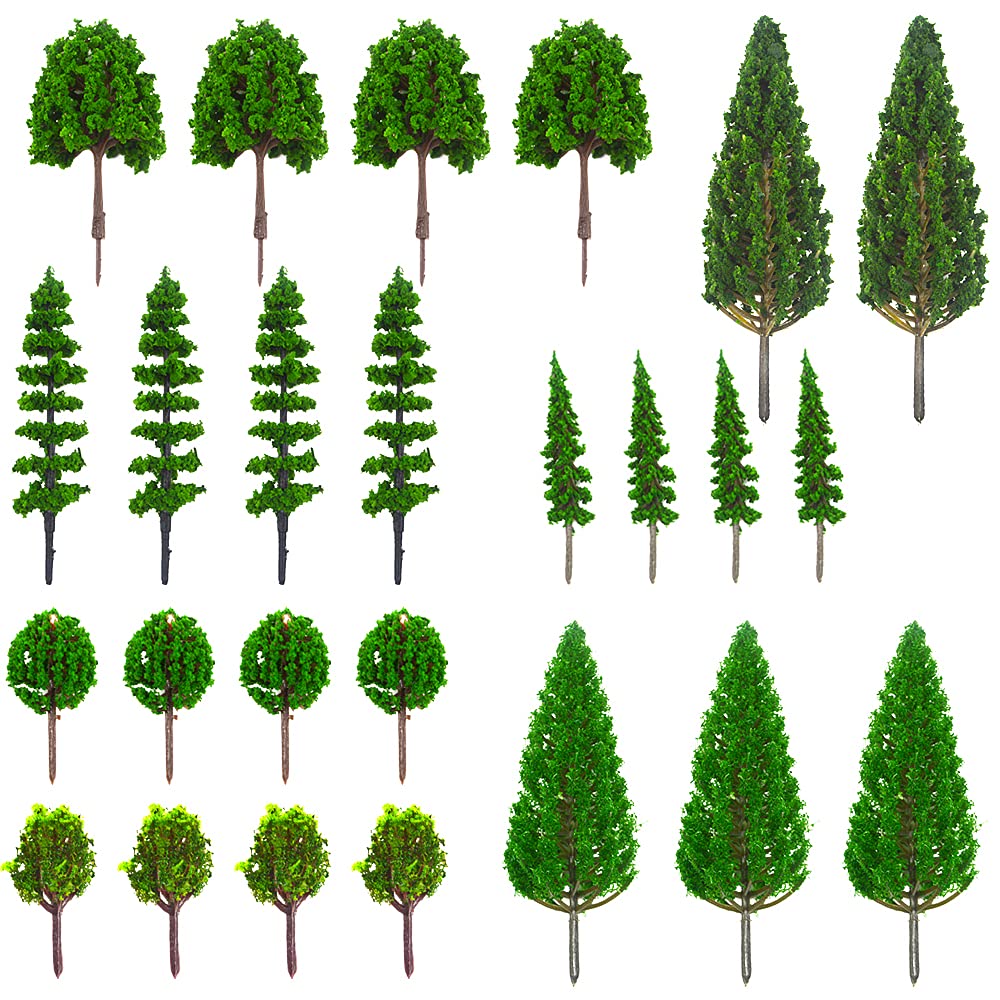 MOMOONNON 25pcs Model Trees Model Train Scenery Mixed Miniature Trees Artificial Wargame Trees Model Railroad Scenery Diorama Supplies Scenery Landscape