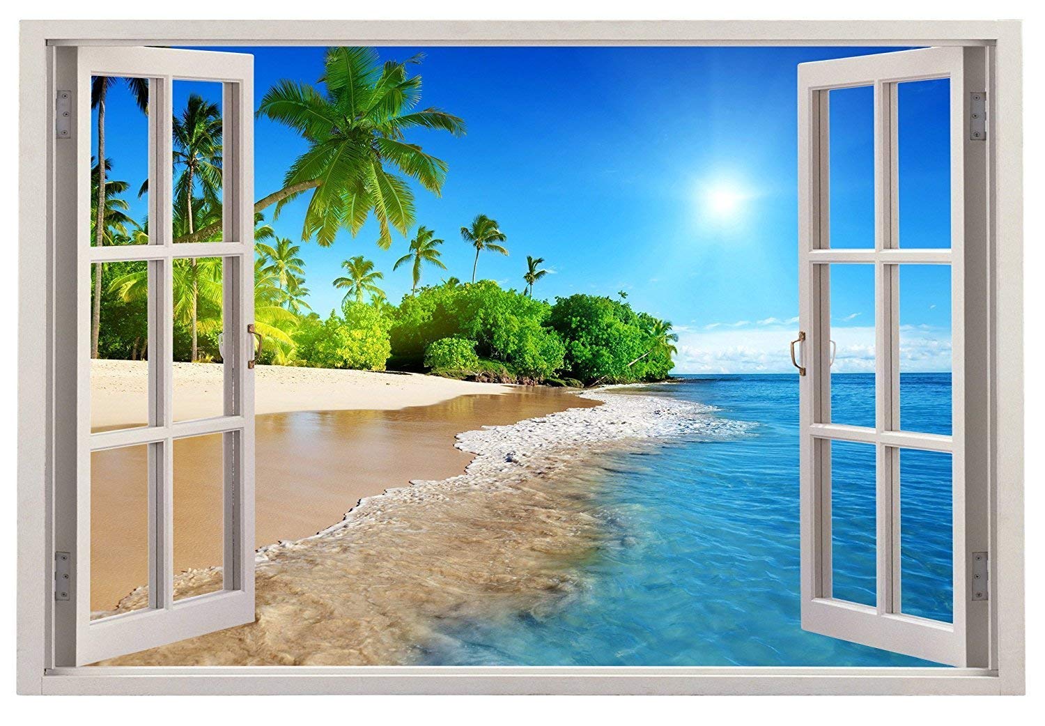 PAPER PLANE DESIGN Vinyl Beach Wall Window Sticker (Beach View, 3 x 2 feet) Design : 05