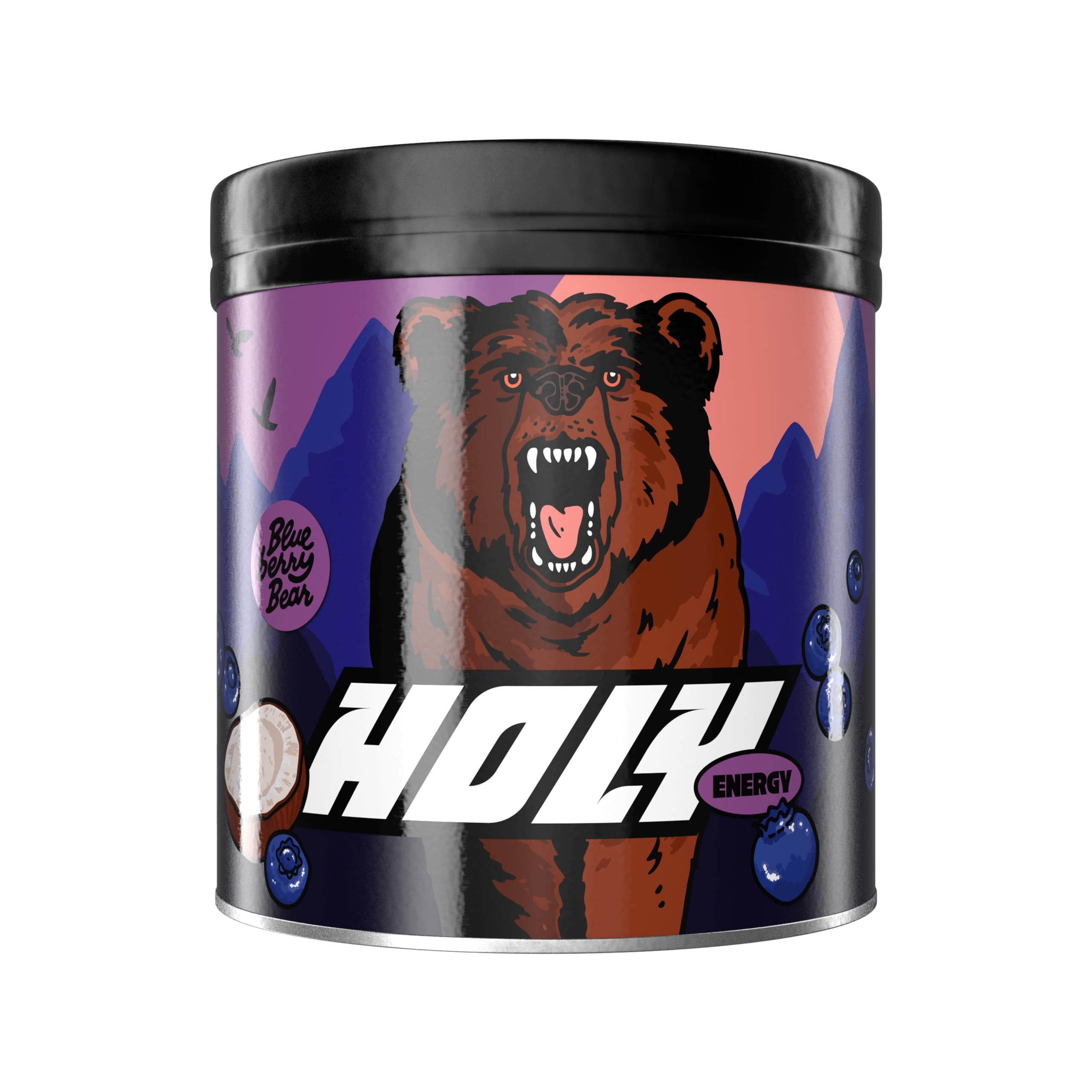 Holy EnergyGaming Booster Flavour Powder | 50 portions with NewCaff & Green Tea Extract | Focus Booster - Focus Drink | Vegan with 100% natural fruit flavours (350 Grams, Blueberry Bear)