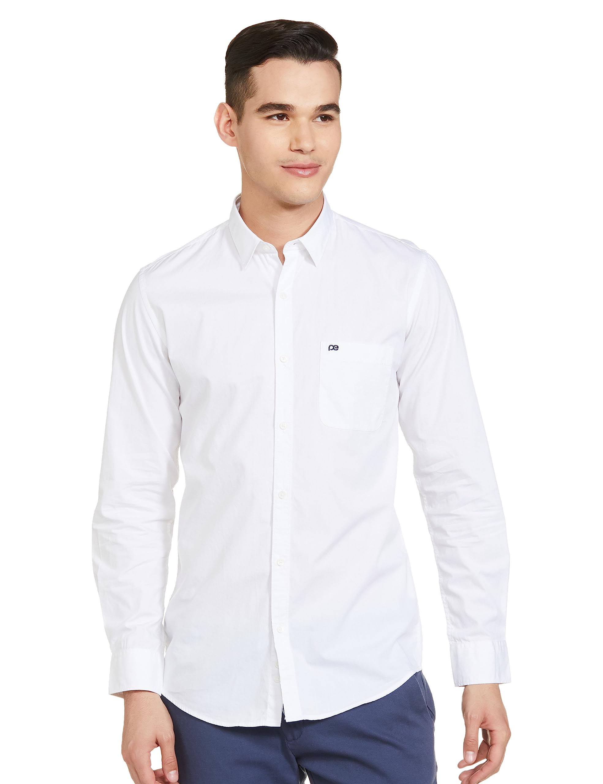 Peter EnglandMen's Slim Fit 100% Cotton Solid Shirt