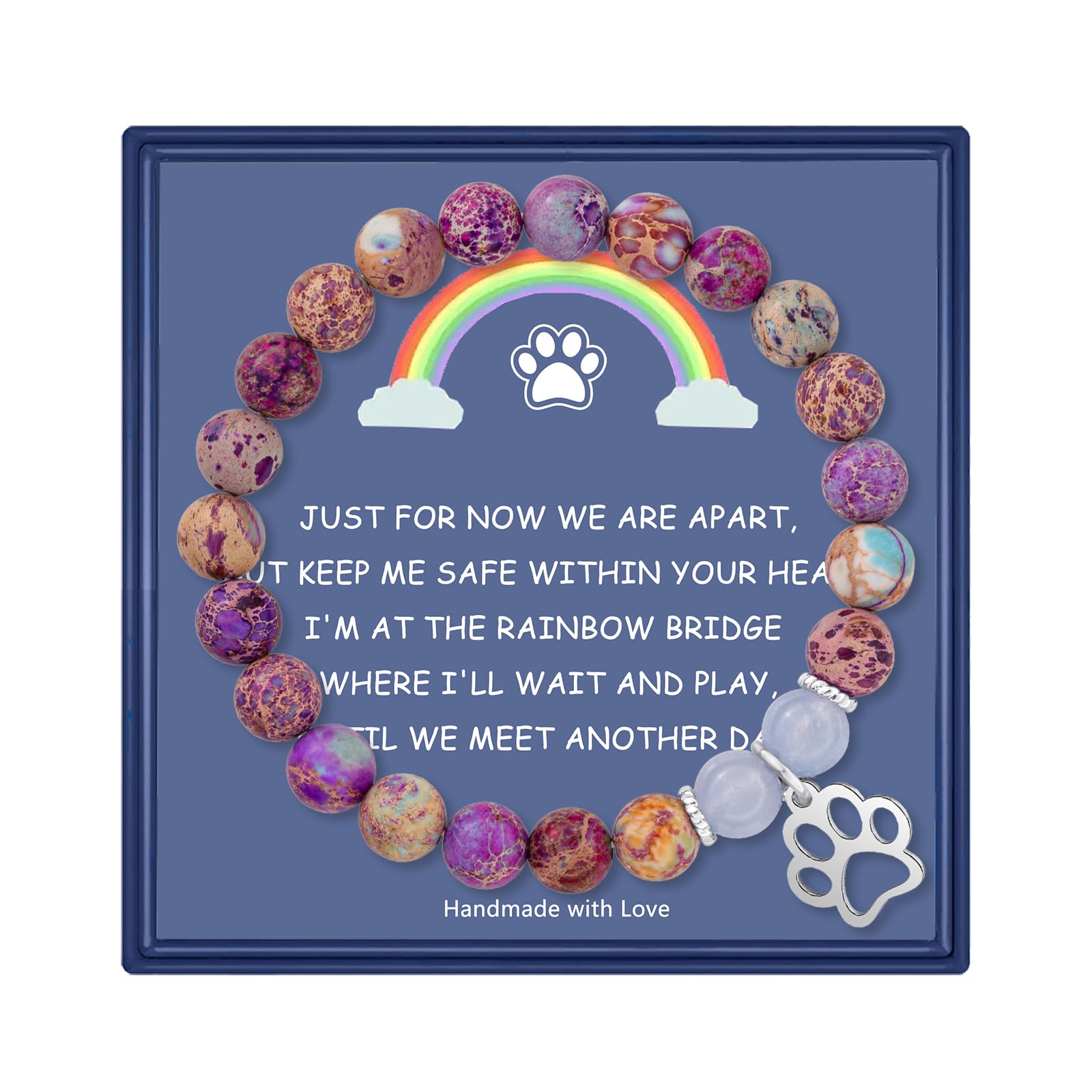 LINYRainbow Bridge Pet Bracelets Dog Cat Pet Memorial Gifts for Loss of Pet Sympathy Gift