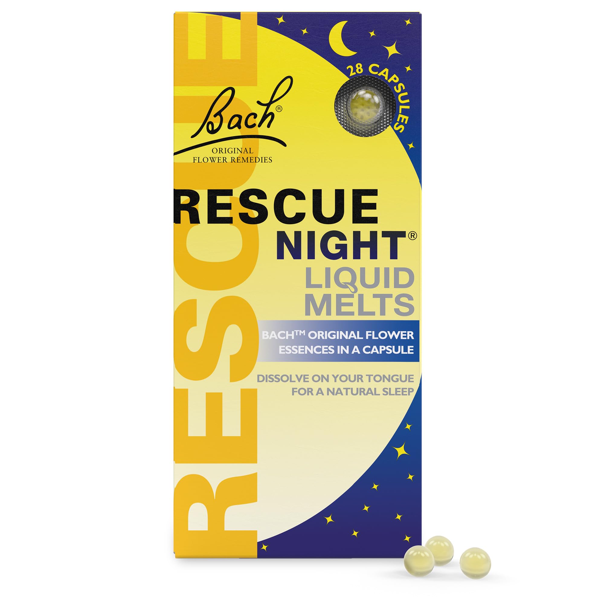 Rescue Remedy, Night Liquid Melts, 28 Capsules, All Natural, Flower Essences, Natural Sleep Support for Adults & Children