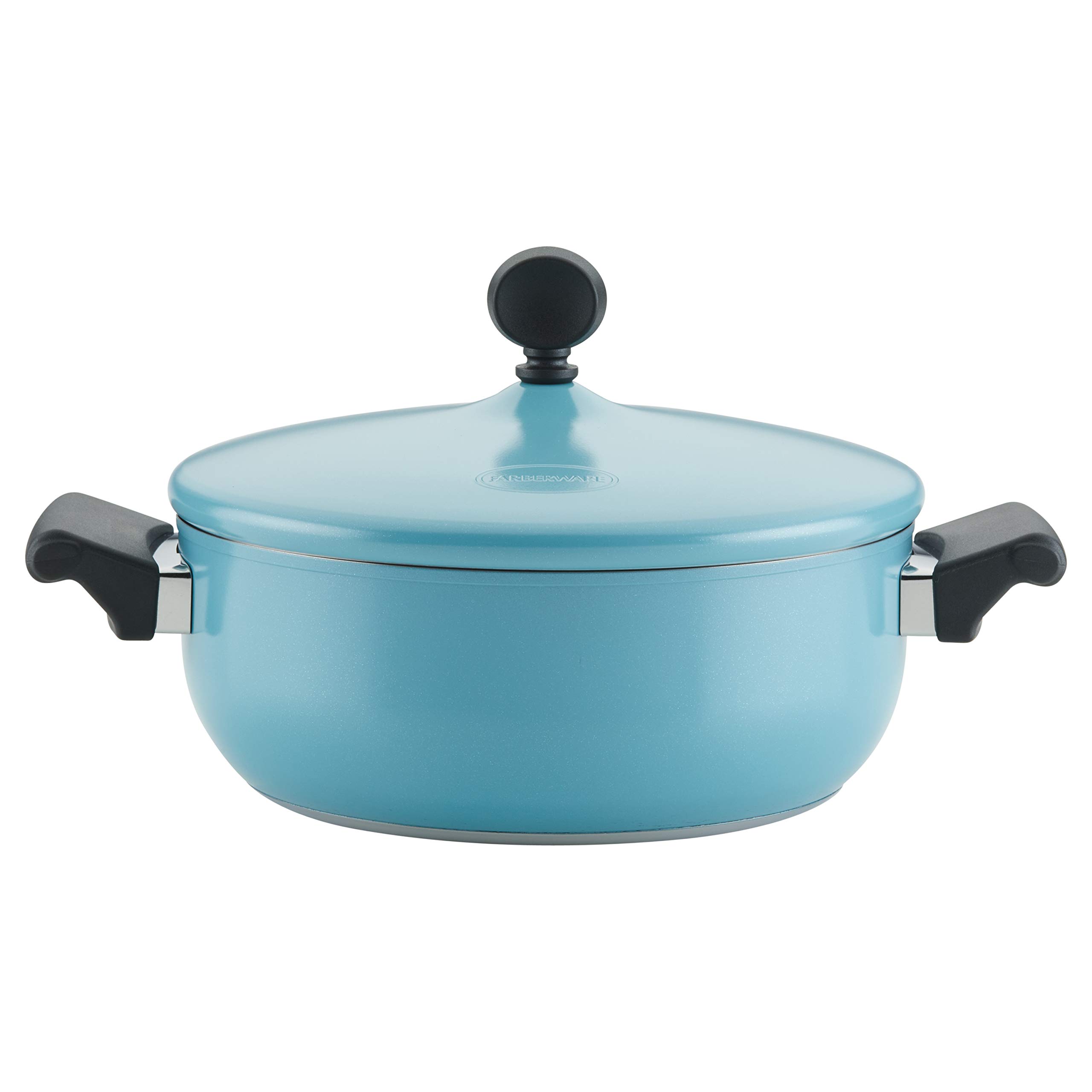 Farberware 120 Limited Edition Stainless Steel Dish/Casserole Pan with Lid, 4 Quart, Aqua Blue