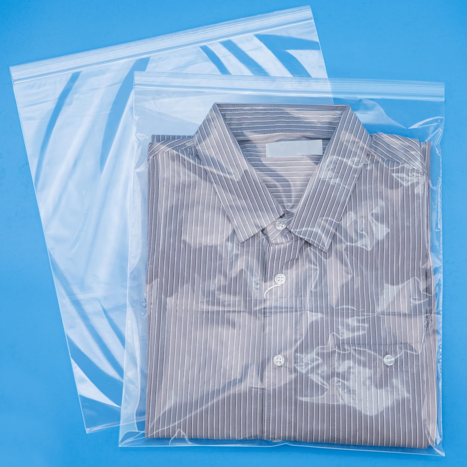 Aubeco13" X 15" (30 Count) 2 Mil Clear Plastic Shirt Bags, Reclosable Large Poly Bags with Lock Seal Zipper for Travel, Storage, Packaging, Shipping