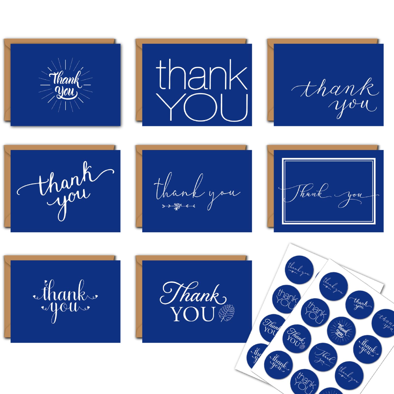 NESLIN 16Sets Thank You Cards With Envelopes, Thank You Card, 4x6 Inch Minimalistic Design, Classic Business Style Thank You Notes for Wedding, Business, Baby Shower, Small Business, Birthday Party