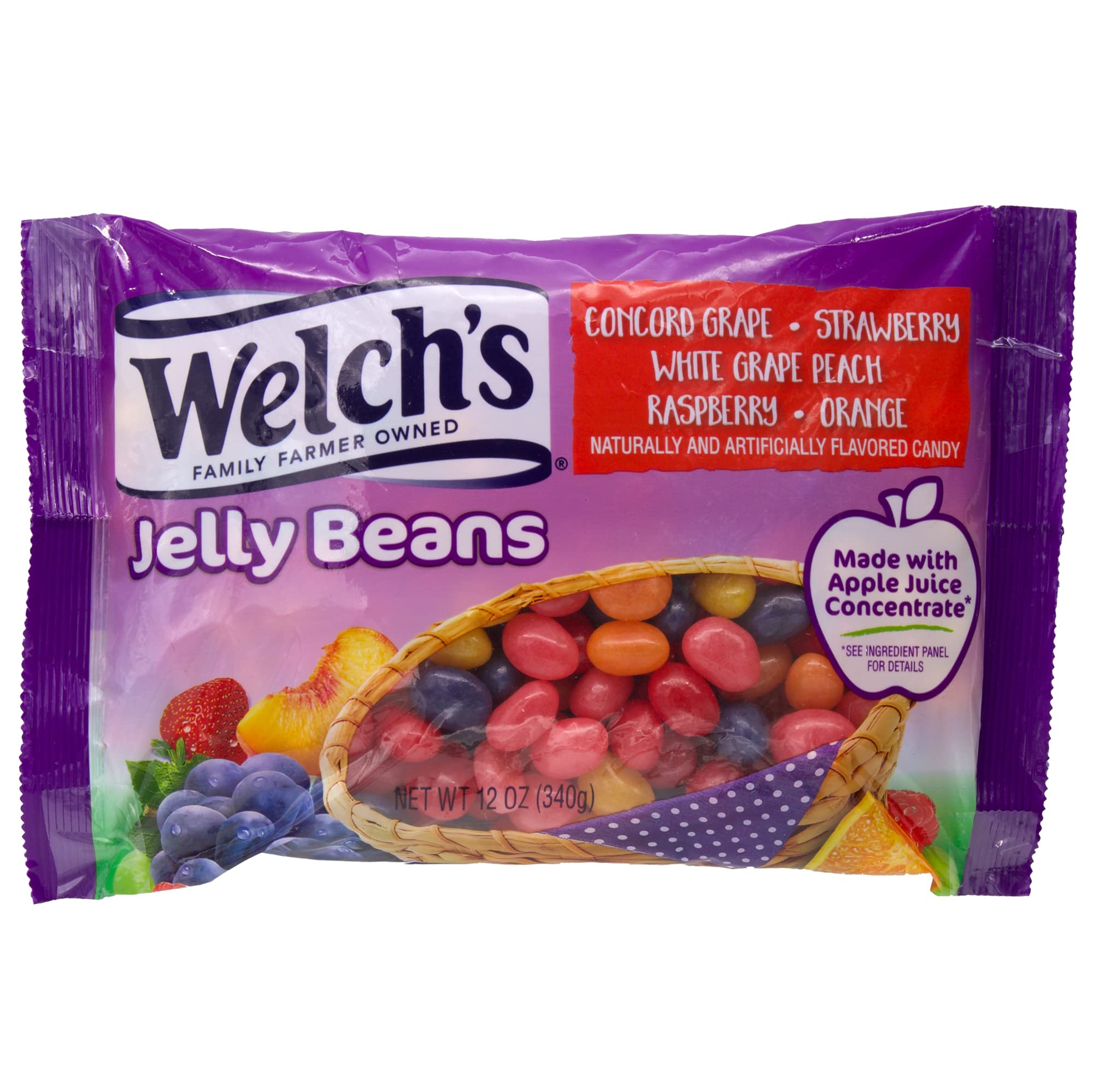 Welch's Assorted Fruit Flavored Jelly Beans Pack of 2 Candy Bags, Real Fruit Flavors Easter Basket Stuffers