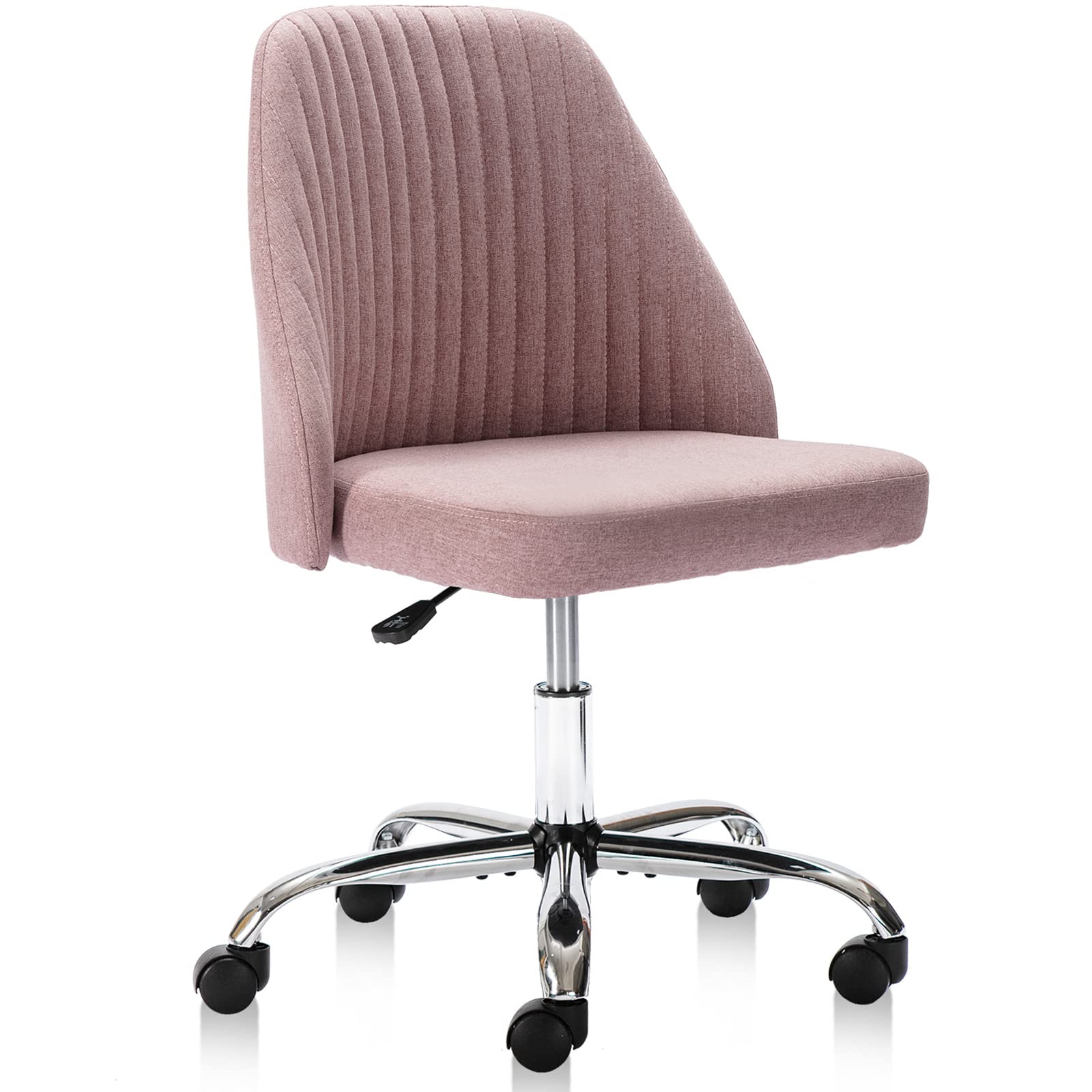 SweetcrispyArmless Office Chair Cute Desk Chair, Modern Fabric Home Office Desk Chairs with Wheels Adjustable Swivel Task Computer Vanity Chair for Small Spaces