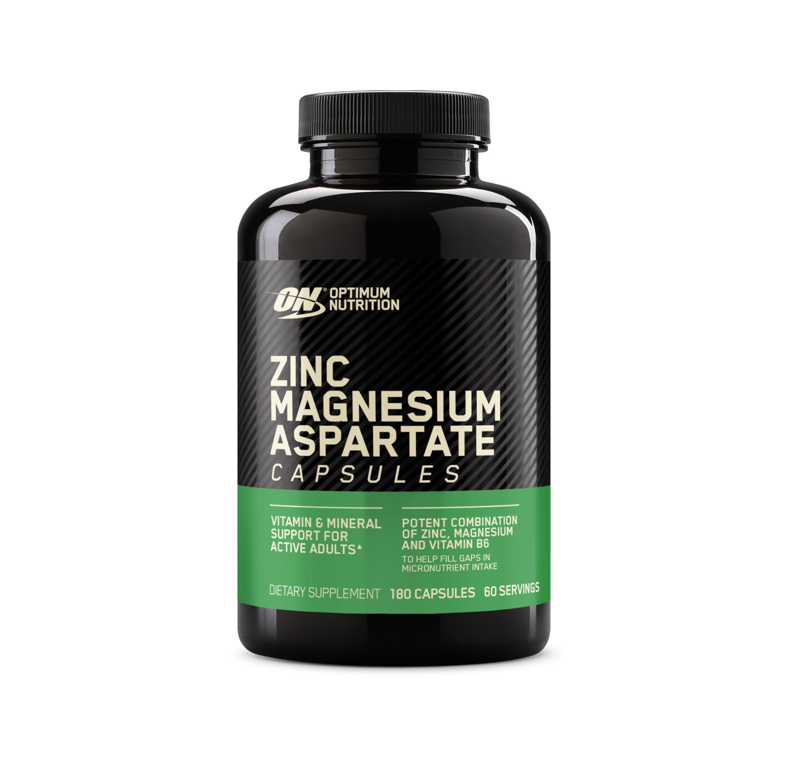 Optimum Nutrition(ON) ZMA Zinc for Immune Support, Muscle Recovery and Endurance Supplement for Men and Women, Zinc and Magnesium Supplement - 180 Capsules