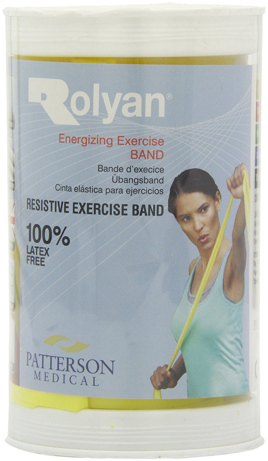 RolyanEnergising Exercise Bands Latex Free, 5m, Yellow Light, Elastic Band For Upper Body, Lower Body, & Core Exercise, Physical Therapy, Pilates, Home Workouts, & Rehab, Fitness Band