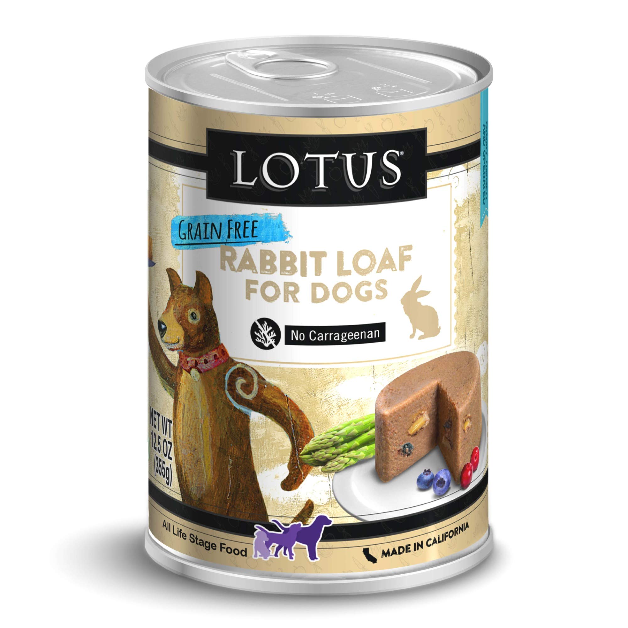 Lotus Grain Free Rabbit Loaf Dog Food 12.5oz Can 12 Case