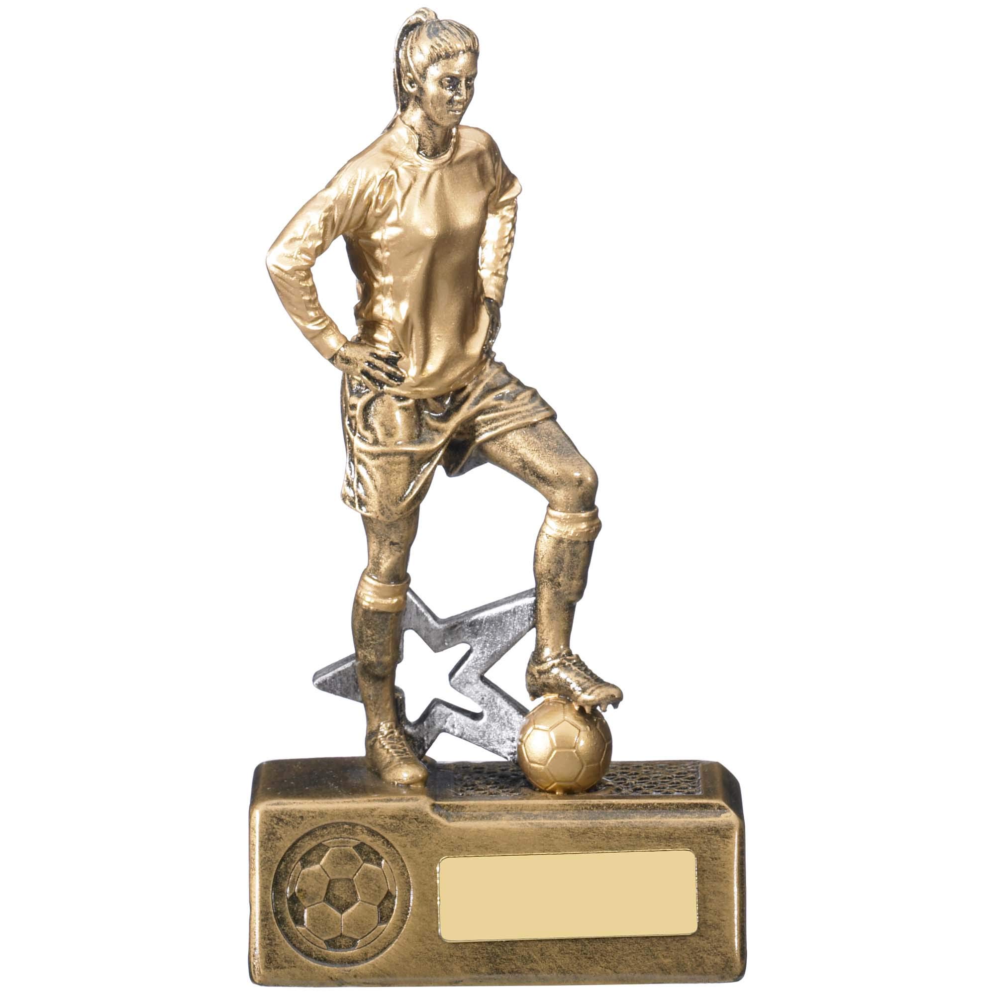 Womack Graphics 7.25" Gold Female Victorem Football Trophy with Free Engraving upto 50 letters RF067B