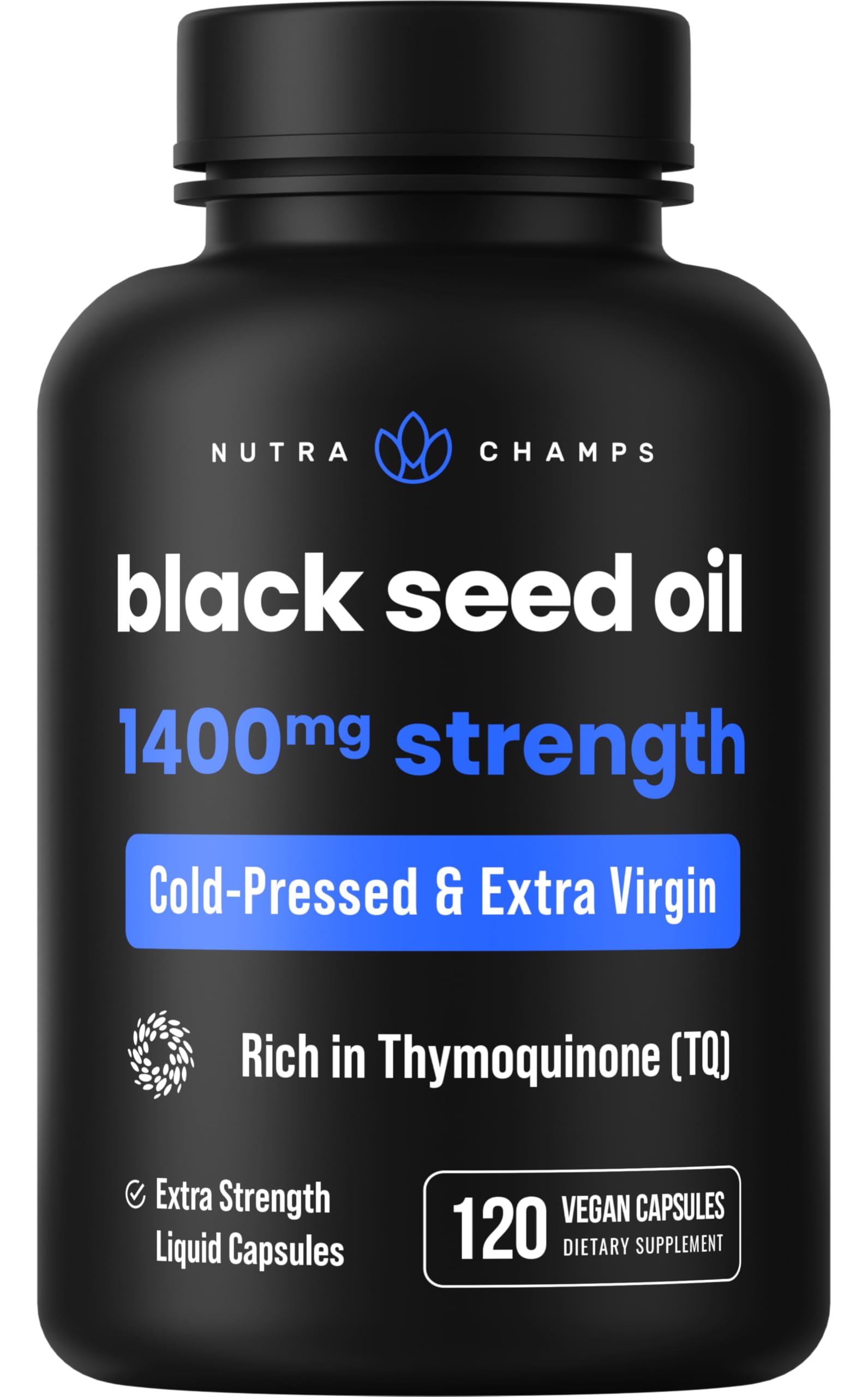 Organic Black Seed Oil Capsules | 120 Vegan Softgel Black Cumin Seed Oil Capsules | 1400mg Per Serving Virgin Cold Pressed Nigella Sativa Oil Pills with Thymoquinone & Vitamin E, Rich in Omega 3 6 9