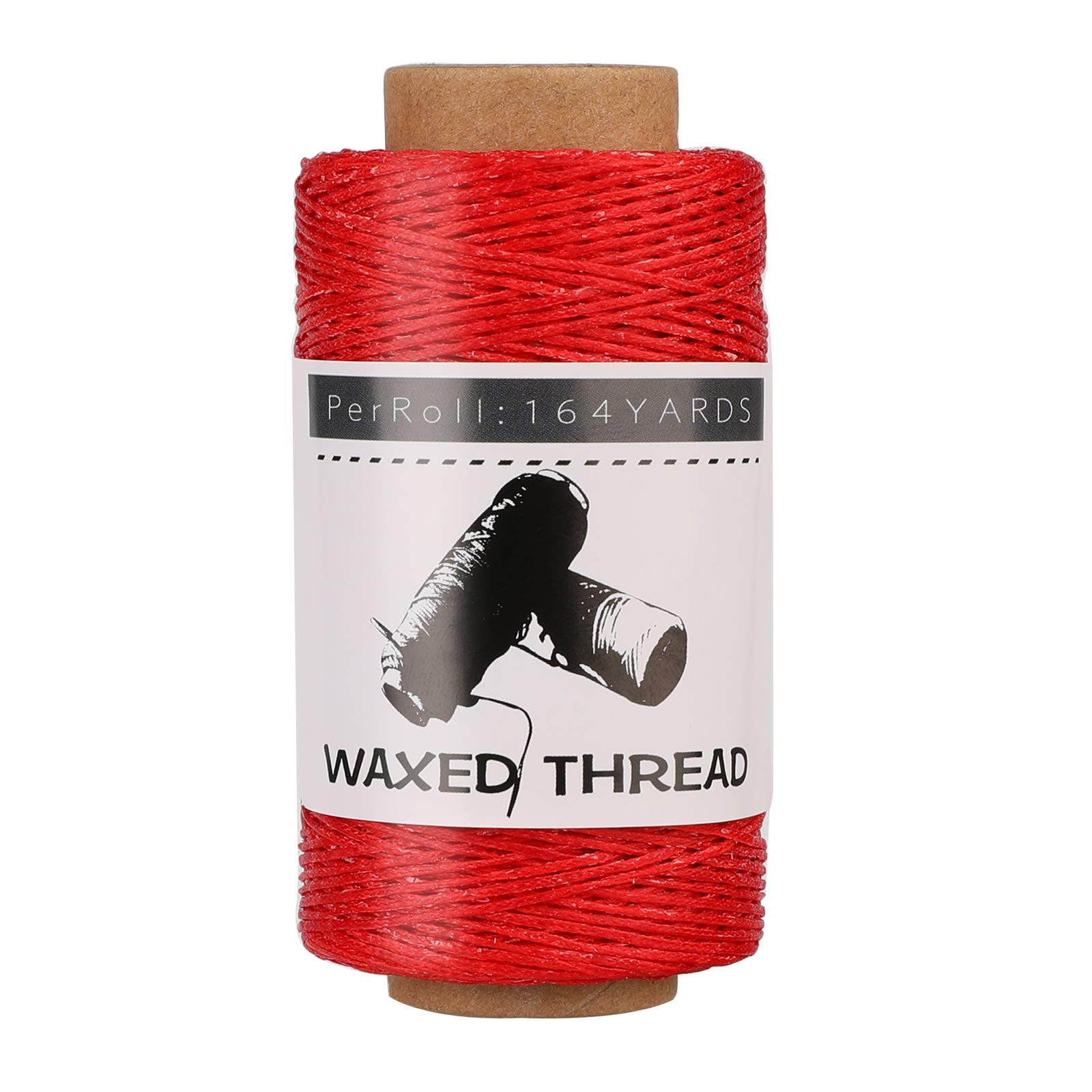 JUPEANWaxed Thread, 150m /164Yards Red Leather Waxed Thread, Leather Sewing Thread, Hand Stitching Thread for Hand Sewing Leather, Bookbinding, and Beginners Leather Craft DIY