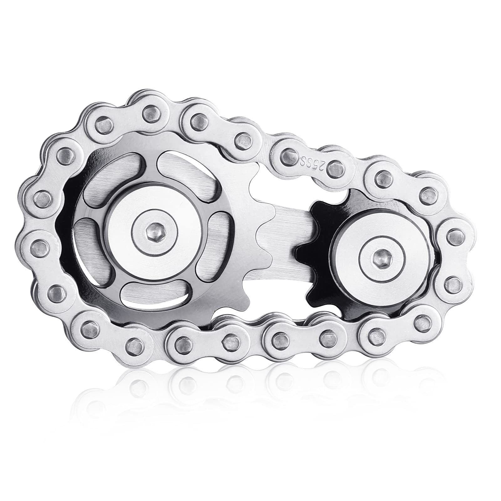 Gatwey Sprockets Chain Fidget Toys Metal Sensory Bike Chain Gears Fidgets Spinner for Adults EDC Novelty Toy Pack Pocket Size for Anxiety Relieve Boredom ADHD Autism (Gun-Metal Plating Sprockets)