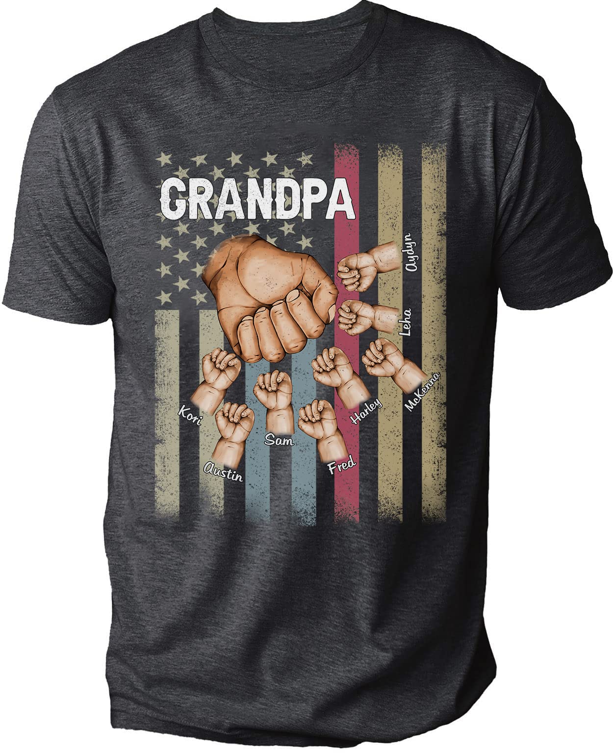 Personalized Grandap Papa Dad Grandkids with Name Shirt, Custom Papa Daddy Gifts, Father's Day Grandpa Pops Gifts.