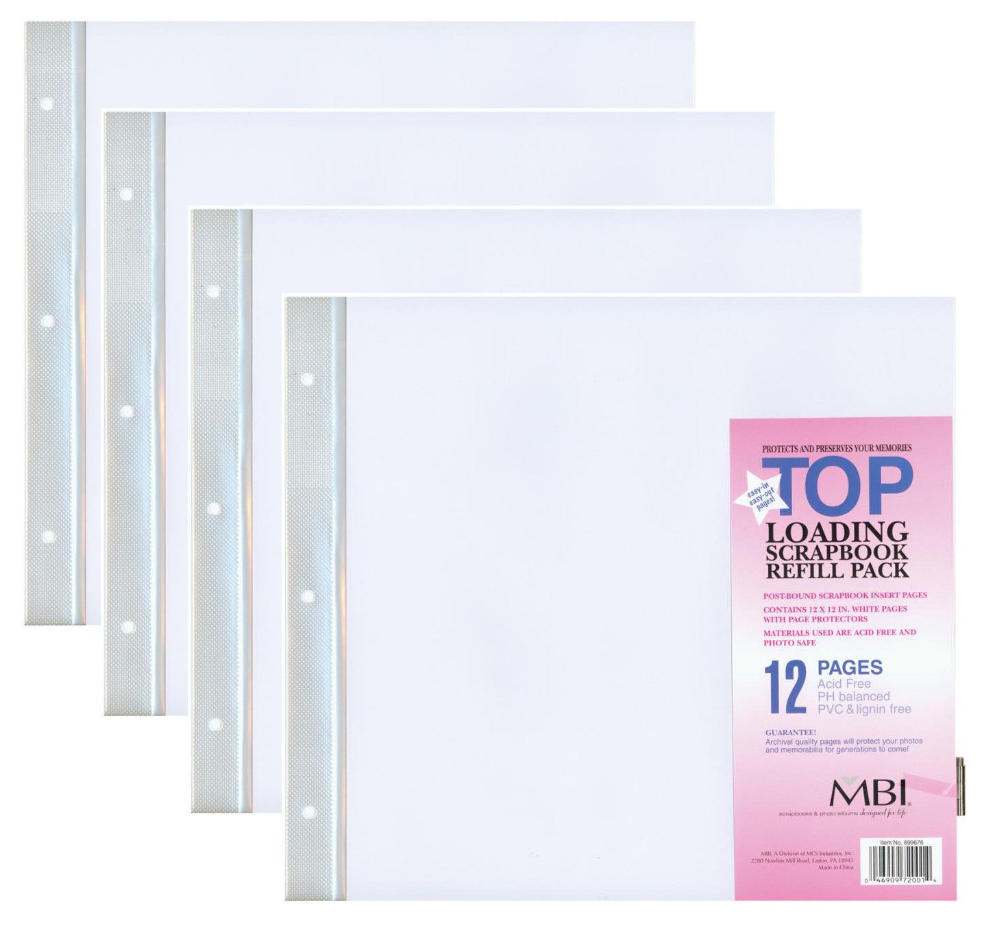 4-PACK - MBI by MCS 12-Inch by 12-Inch Scrapbook Expansion Pages, 6 sheet Count, 12 pages