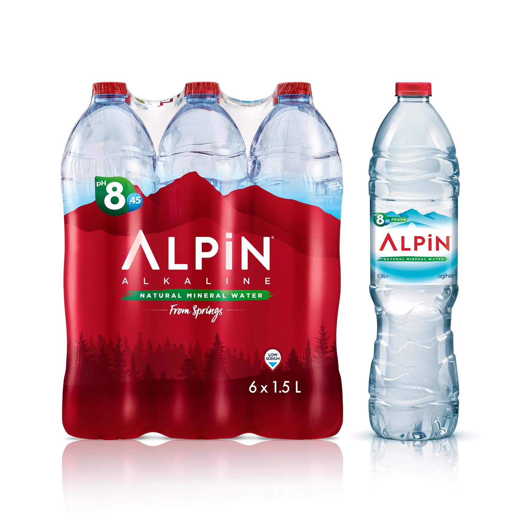 ALPINAlkaline Low Sodium Mineral Water, 1.5 Litre (Pack Of 6)