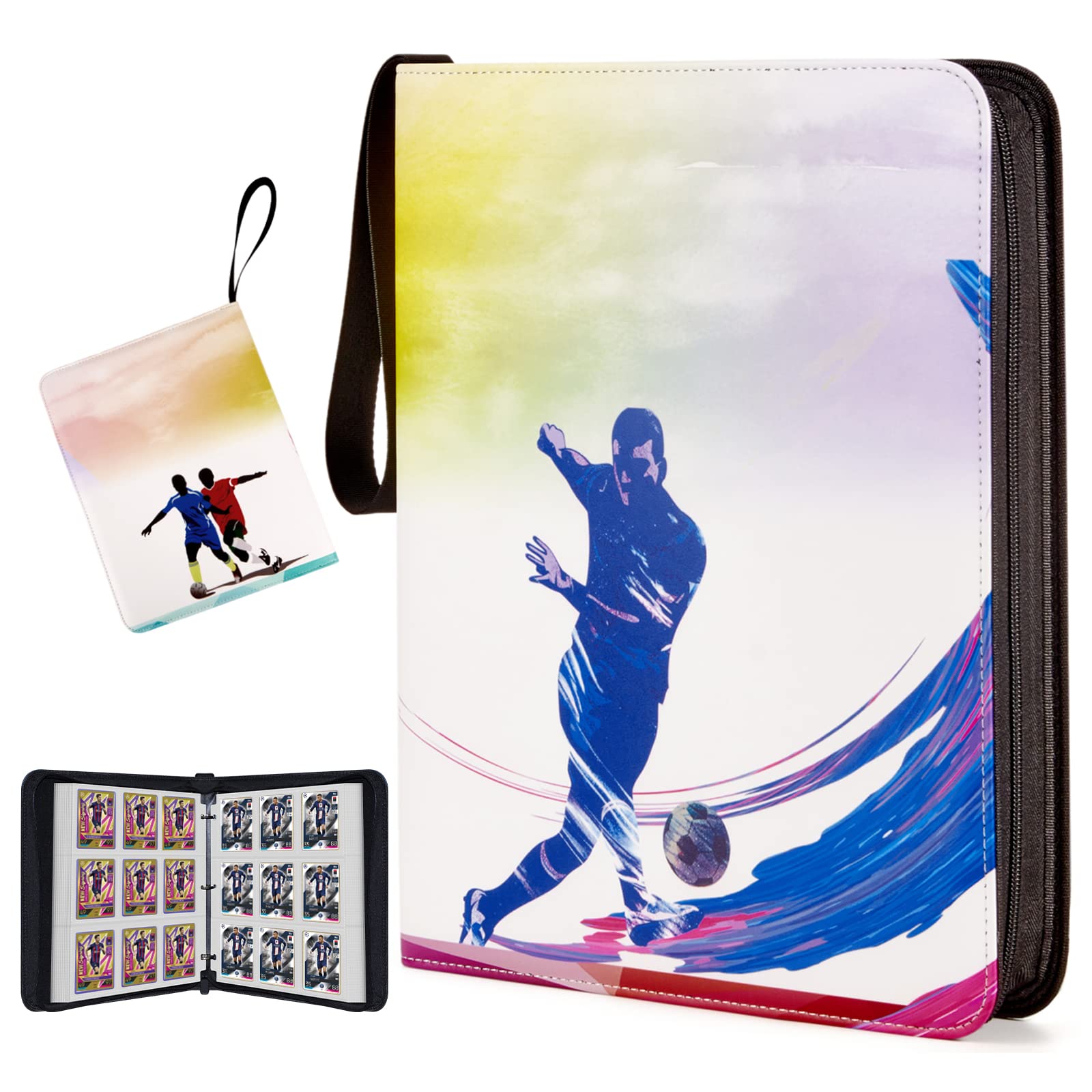 Tuonitaiji Foodball Cards Binder for Football Cards, Soccer Card Binder, 9 Pocket Trading Cards Collector Album with 720 Pocket Holder Storage Display Case with Sleeves Foodball Card, Pink