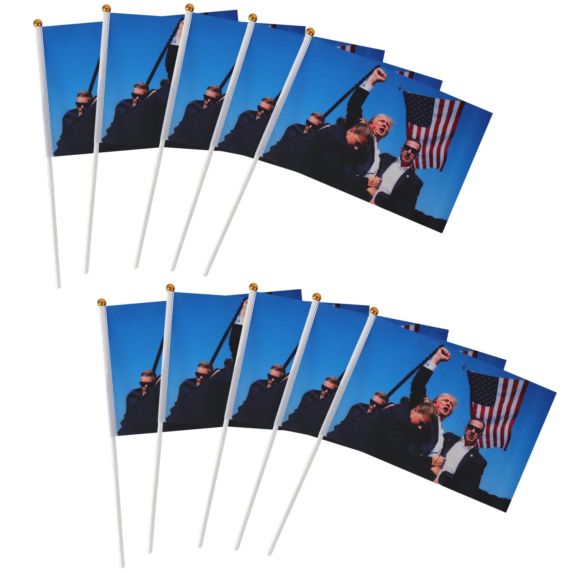 RICHOOSERICHOOSE 10pcs Trump Shot Flag 2024 Trump Merch Small Trump Flag Trump Fight Party Decorations Indoor Outdoor