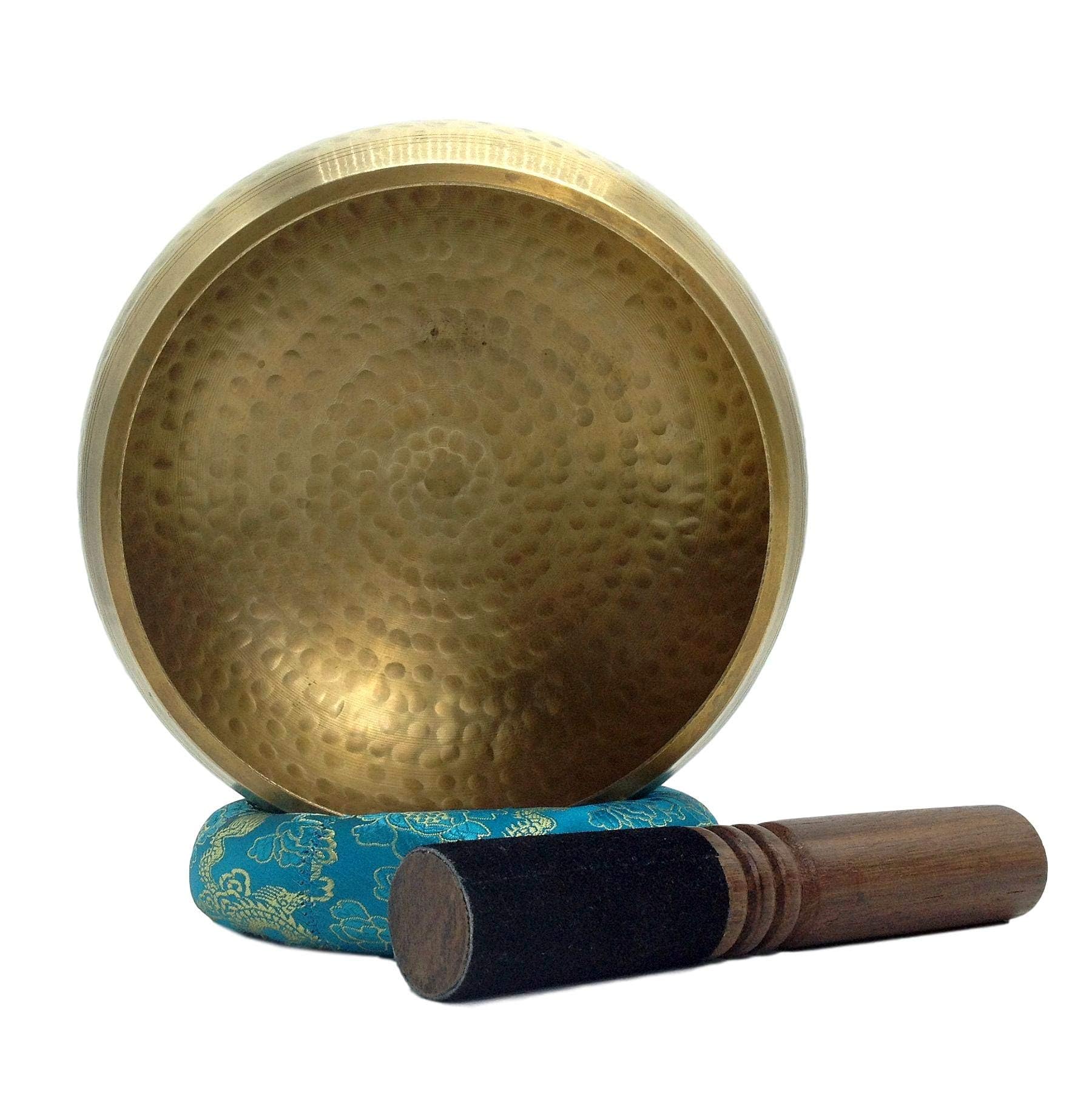 Large Heavy Weight 6.25 Inches Meditation Grade Professional Quality Hand Hammered Tibetan Singing Bowl Set. Yoga Sound Bowl Made with Seven Metals for Healing and Relaxation. By Healing Lama(TM)