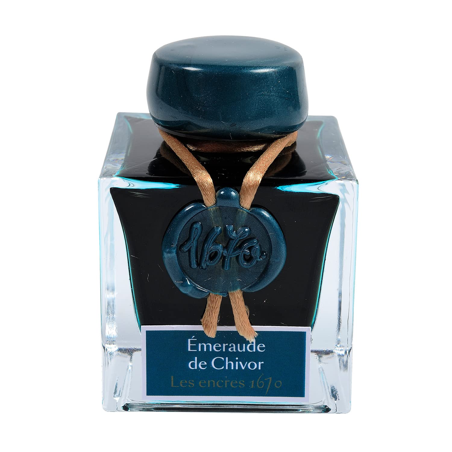 Ref 15035JT - Ink for Fountain Pens & Rollerball Pens - Émeraude de Chivor/Emerald of Chivor - 50ml Bottle - '1670' Jacques Herbin Prestige Collection - Blue-Coloured Ink