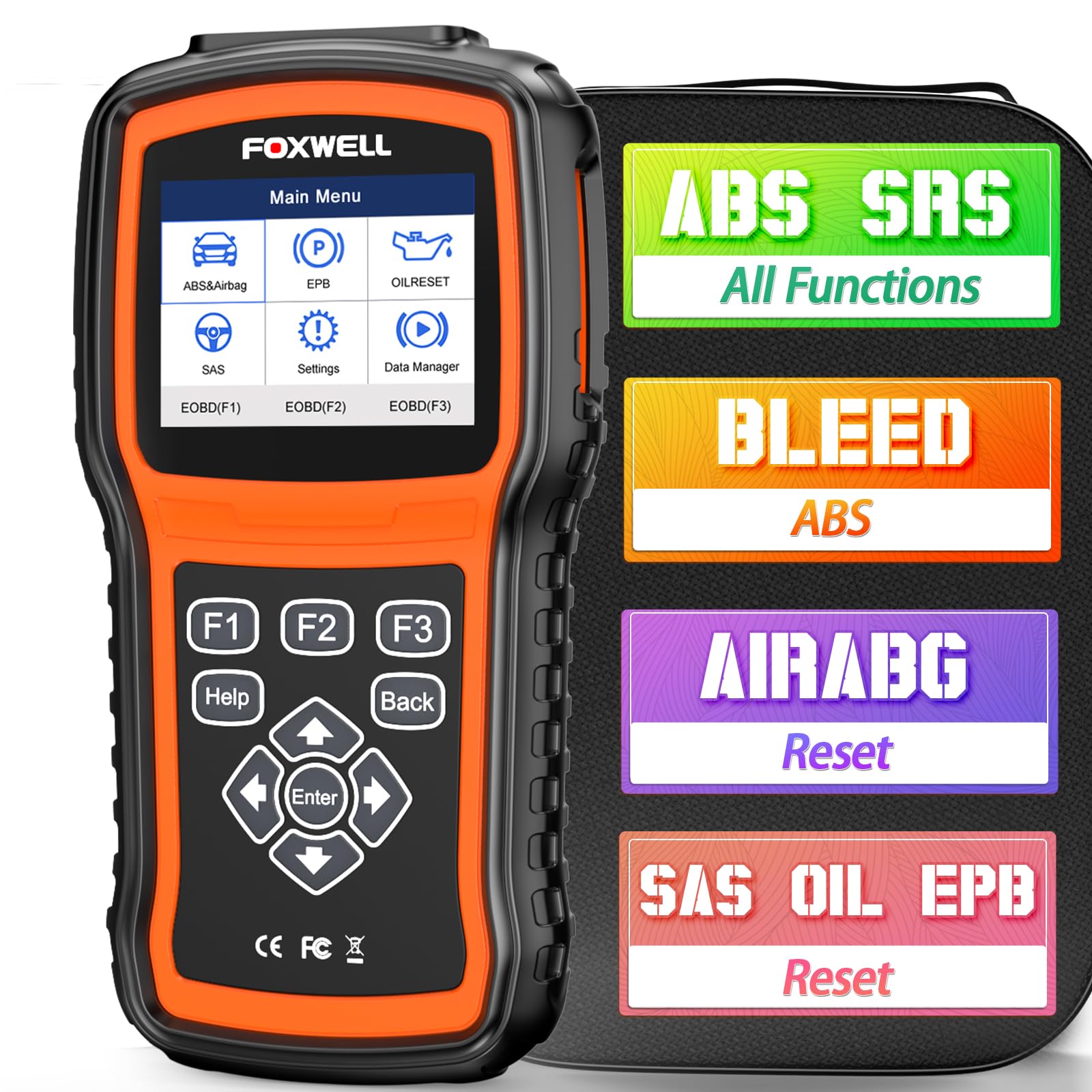 FOXWELL NT630 Plus OBD2 Scanner with ABS Auto Bleed ABS SRS/Airbag OBD2 Car Diagnostic Tool Full ABS/SRS Function, ABS Code Reader with SAS/Oil/EPB/Airbag Light Reset Bidirectional Scan Tool