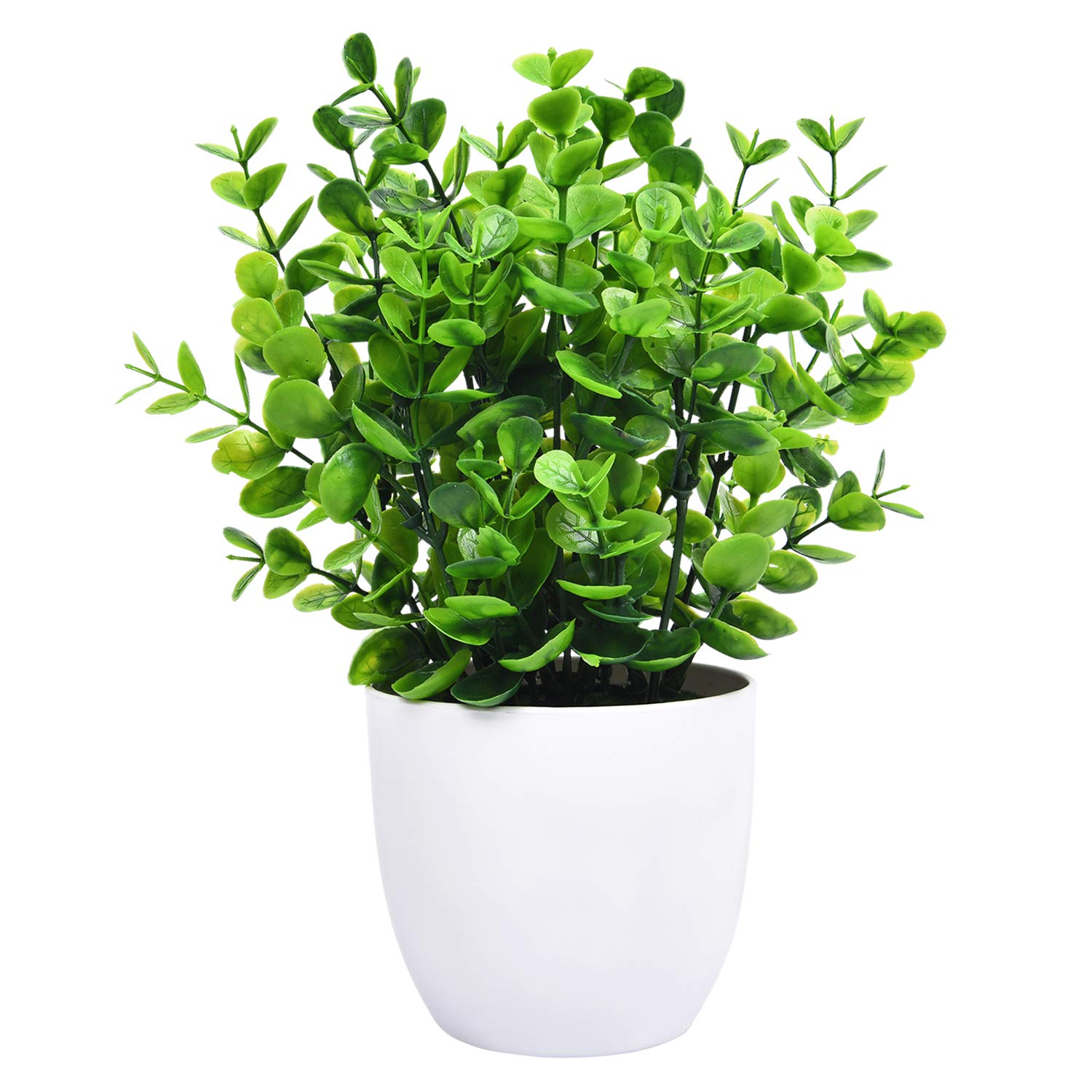 Sunm Boutique Eucalyptus Potted Plant, Mini Artificial Plants with 9 Branches Eucalyptus Leaves in Pots, Green Faux Potted Plants for Office Table Bathroom Greenery Room Home Decor