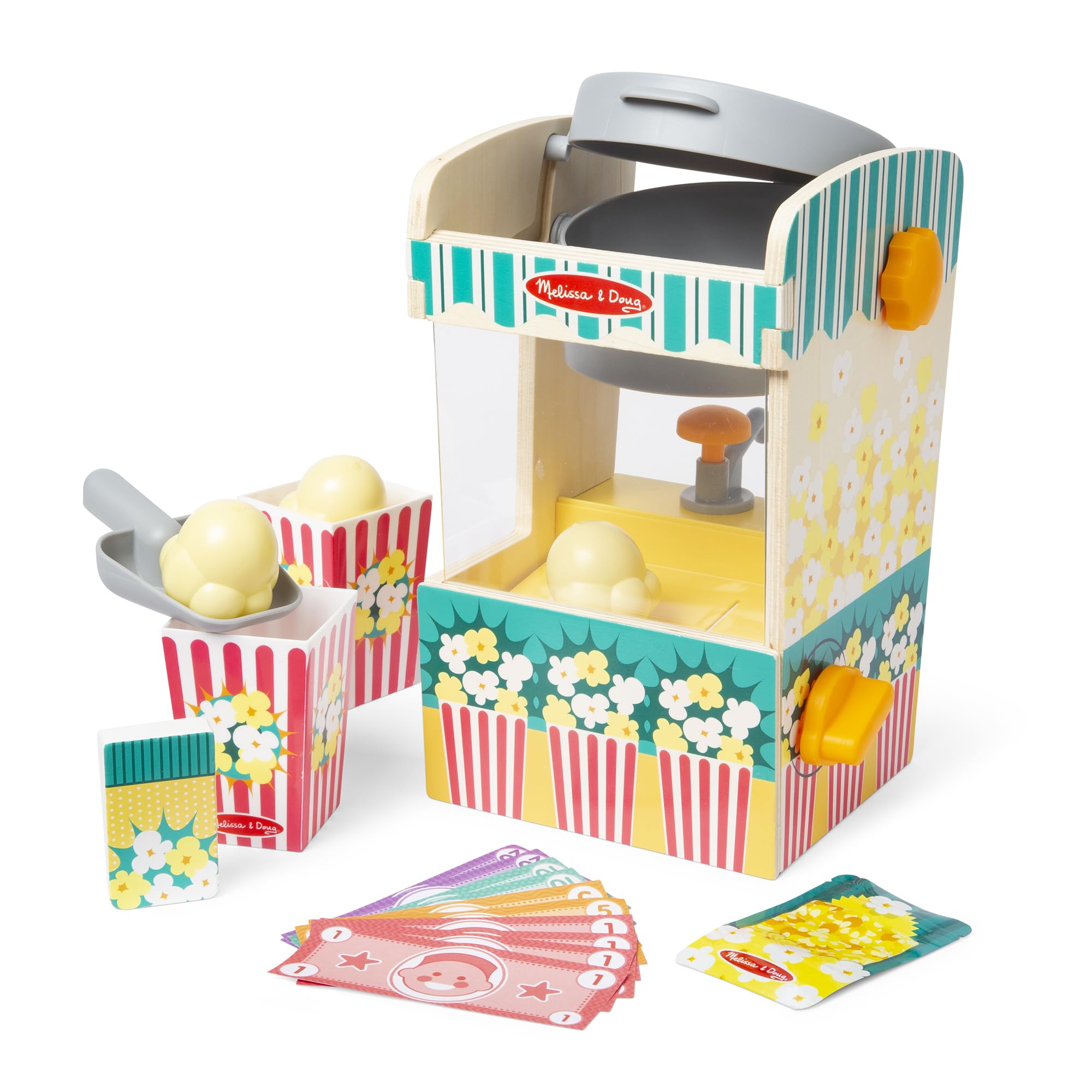 Melissa & Doug Fun at The Fair! Wooden Popcorn Popping Play Food Set - FSC Certified