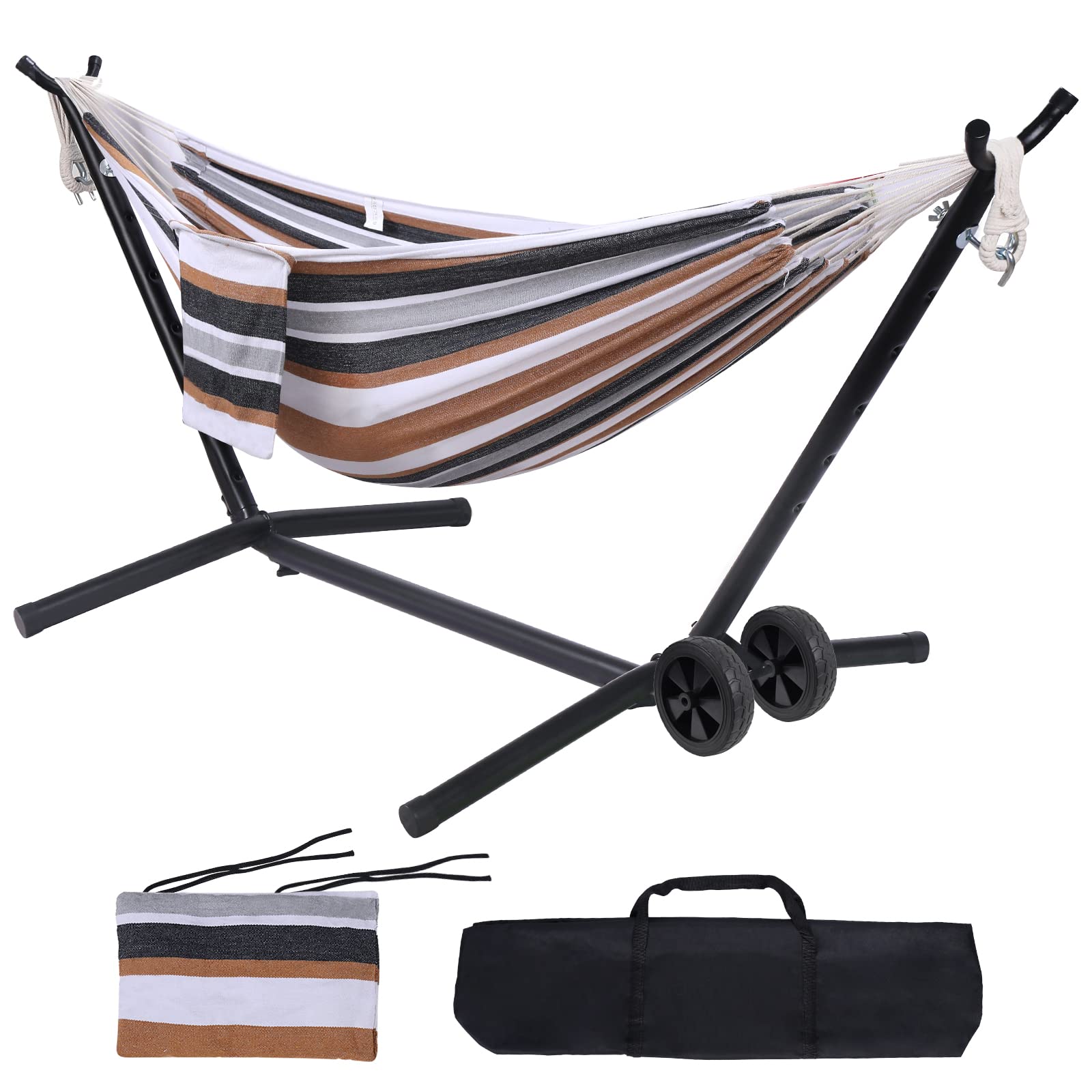 Portable Hammock with Stand Included with Wheels Outdoor Double 2 Person Heavy Duty Hamacas con Base 450 lb Capacity