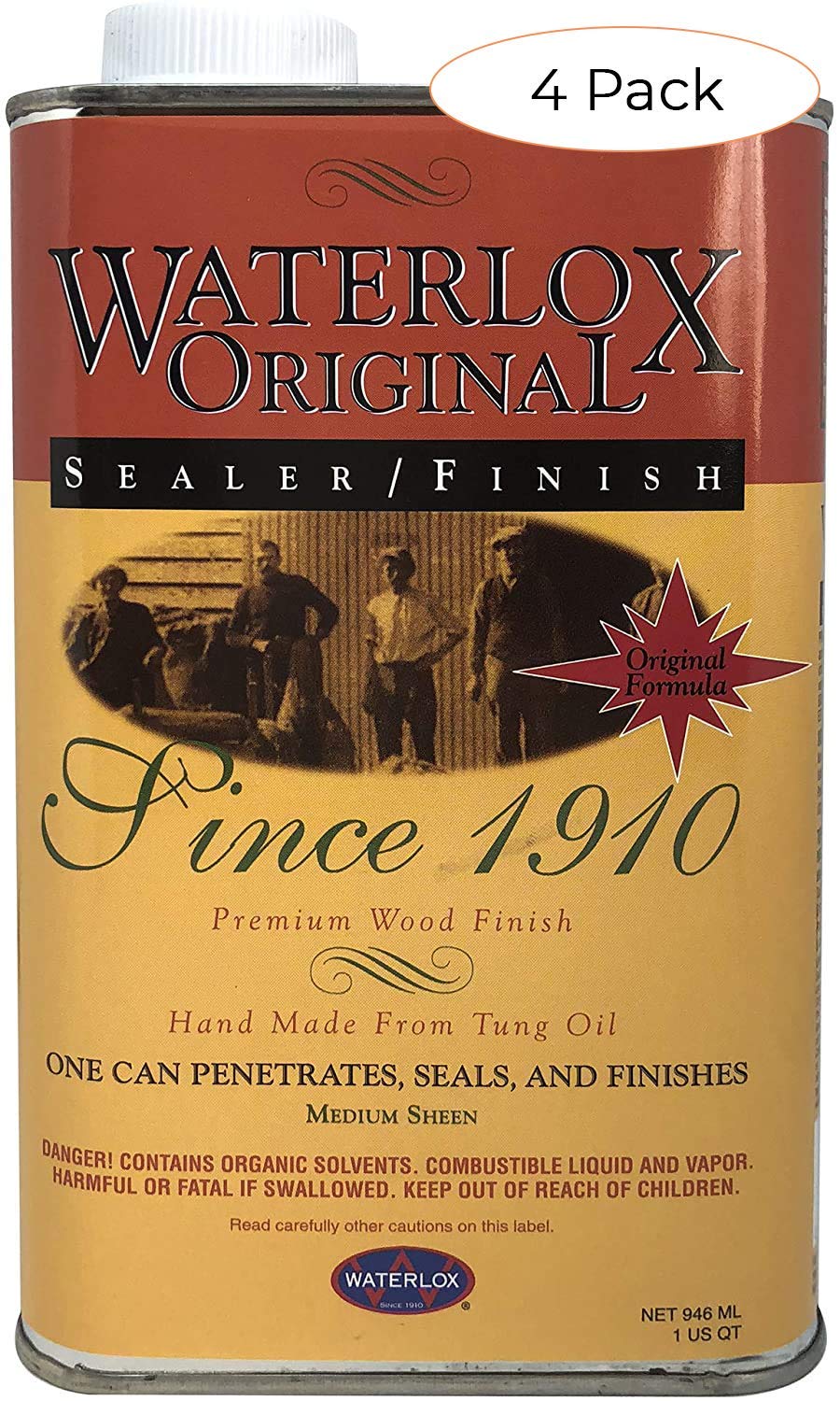 Title: Waterlox Original Sealer/Finish for Wood, Brick, Stone, Tile & More - 1 Quart (TB 5284) (Four Pack)