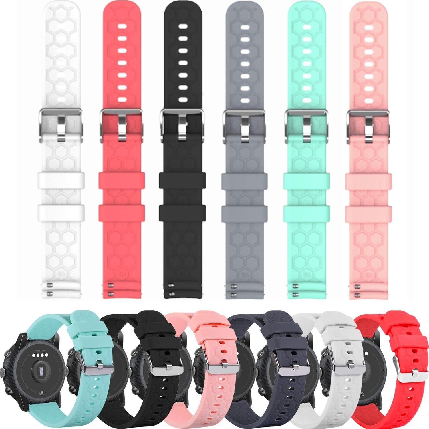 Bands Compatible for AGPTEK LW11/uaue T60,T50S/Kuizil T70/TOZO S3,S5/ENOMIR IDW19/QONBINK L70 Replacement Wristbands Colourful Silicone Bracelet 22MM Quick Release Strap Arm Bands, Soft and Durable