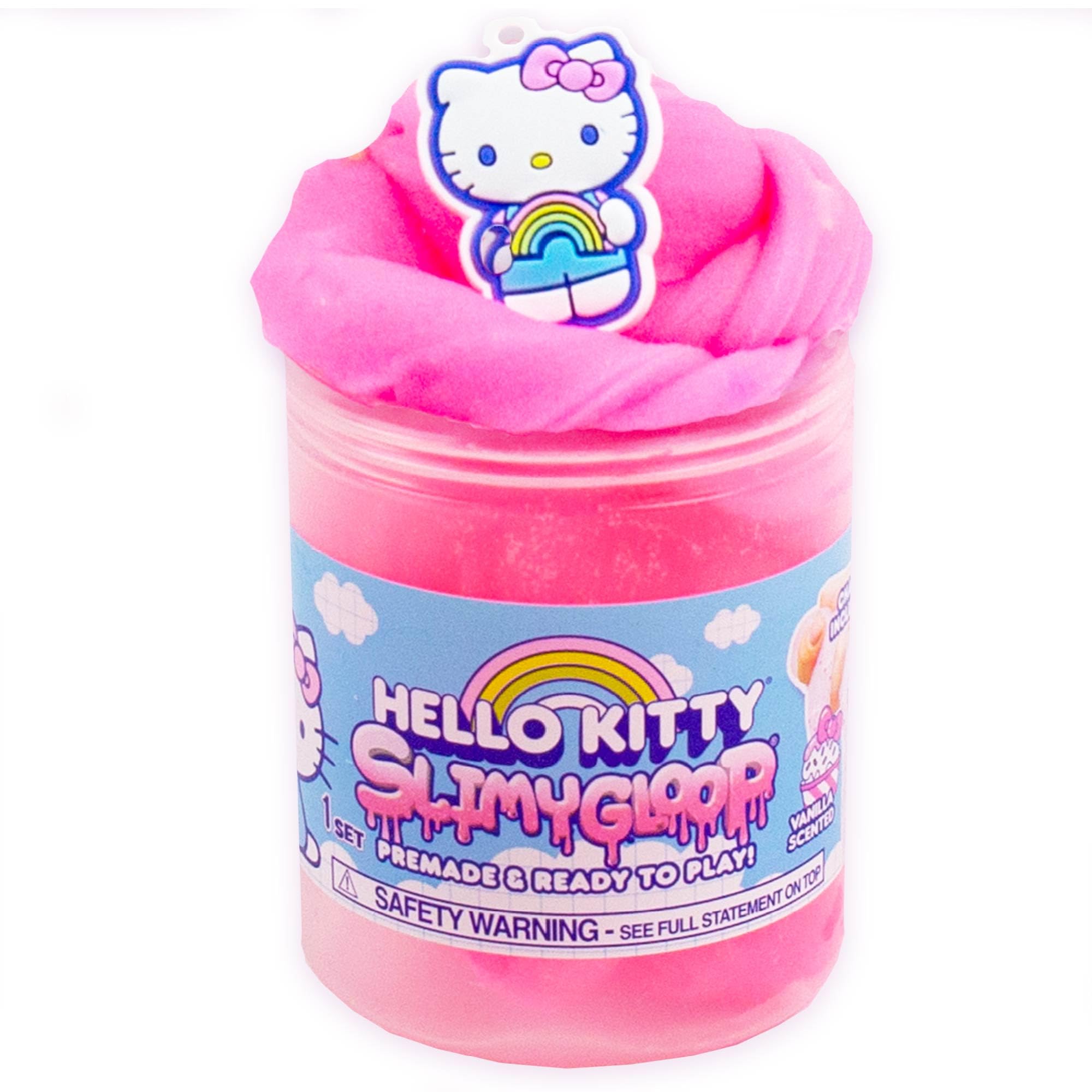 Hello Kitty SLIMYGLOOP, 8 oz. Pink Crystal Slime, Vanilla Scented with Sprinkles, Pearls & Hello Kitty Charm, Great Hello Kitty Party Supplies, Sanrio Party Favors, Hello Kitty Toys, Stress Relief Toy