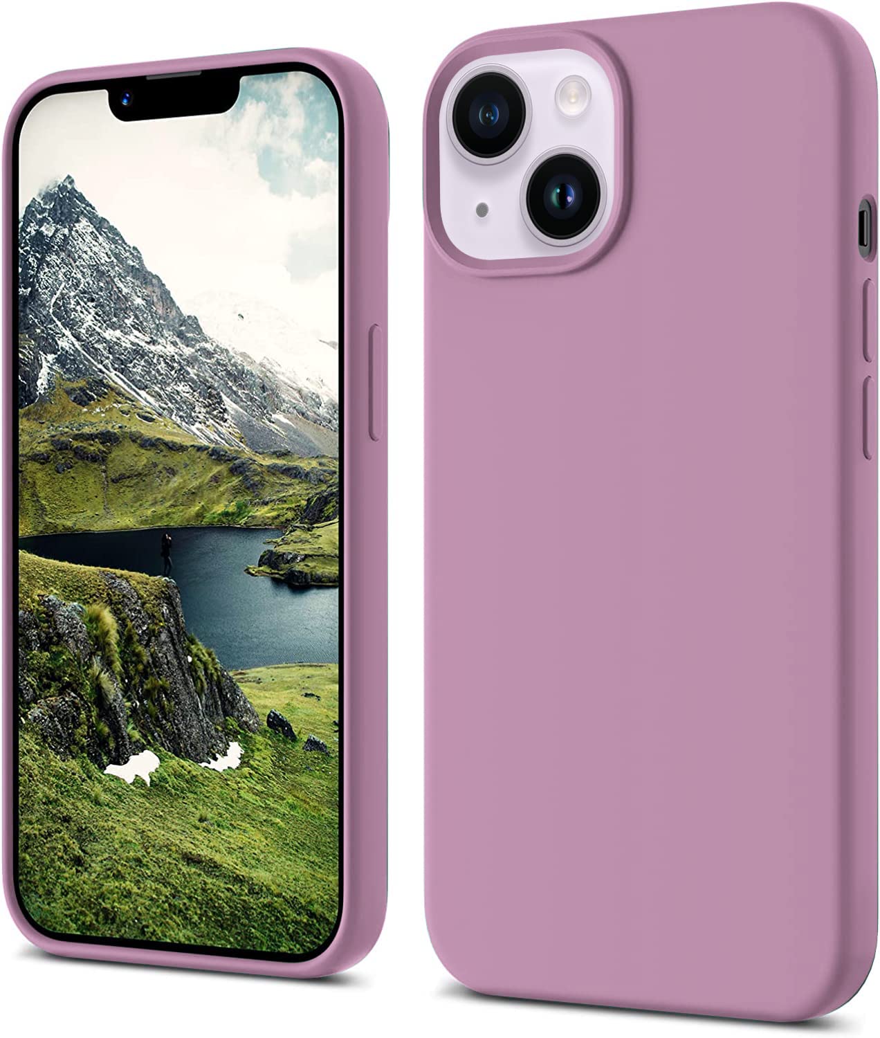 LOXXO® Compatible with iPhone 14 Case, Liquid Silicone Case, Full Body Protective Cover, Shockproof, Slim Phone Case, Anti-Scratch Soft Microfiber Lining, 6.1 inch - (Lilac)