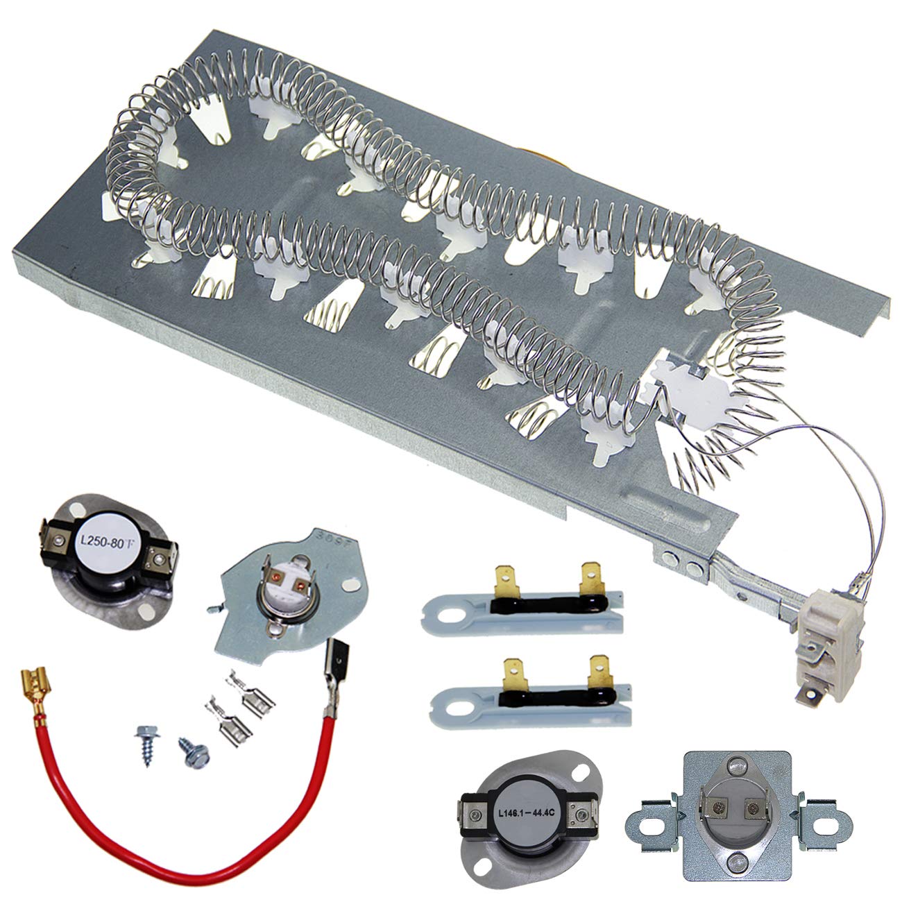 3387747 Dryer Heating Element and 279973 3392519 Dryer Thermal Cut-off Fuse Kit and 279816 Thermostat Kit Replacement Compatible with Whirlpool, KitchenAid,Kenmore, Samsung electric dryers and more