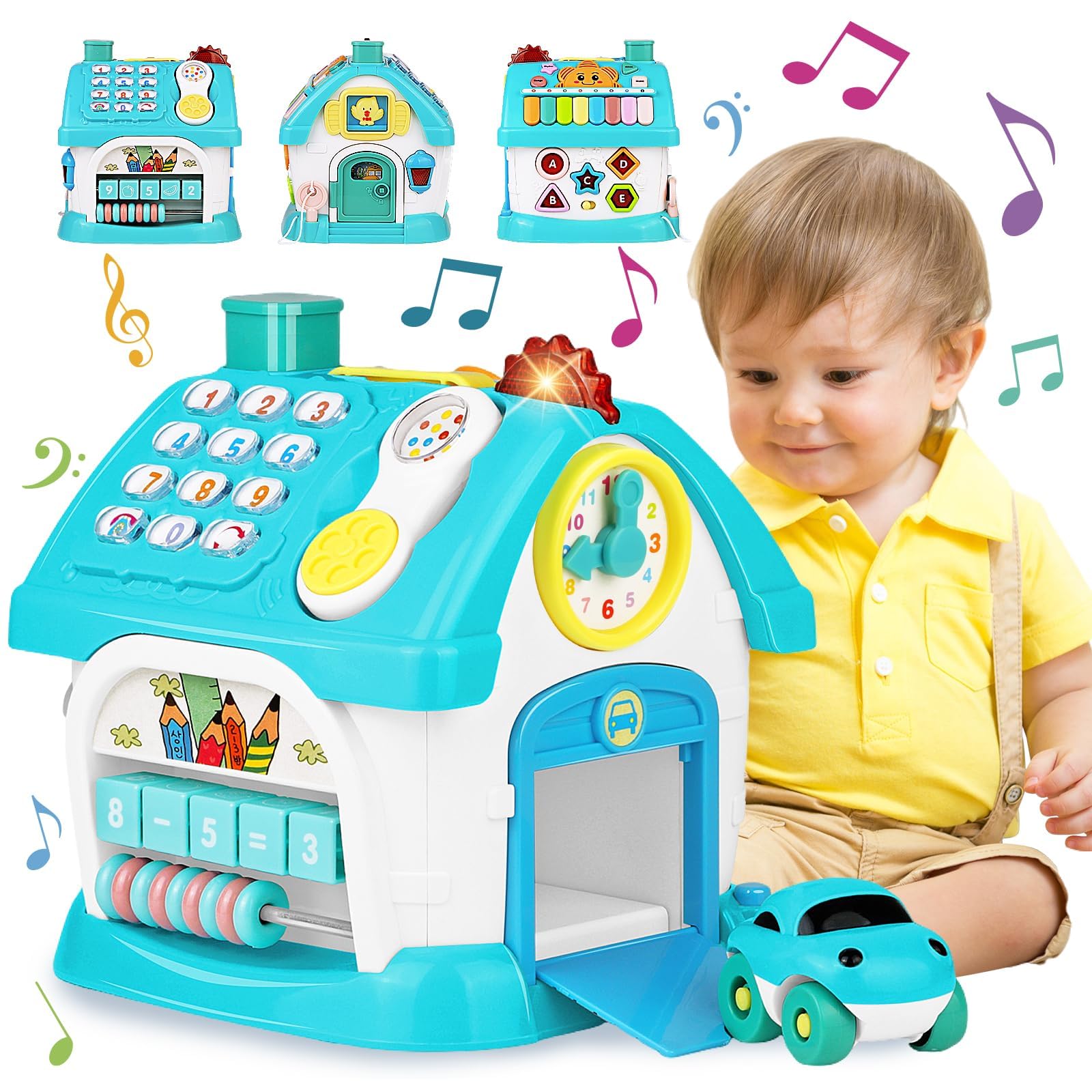 Aitbay Toys for 1+ Year Old Boy Gifts: Baby Musical Toys 12-18 Months 8-in-1 Multi-Functional House - Educational Learning Toys for Toddlers Age 1-3 - First Birthday Gifts Boys Girls