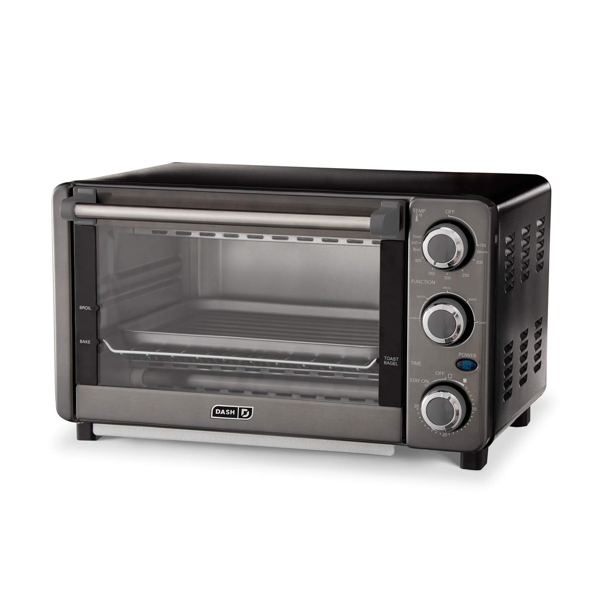 Dash Express Countertop Toaster Oven with Quartz Technology, Bake, Broil, and Toast with 4 Slice Capacity and Pizza Capability – Black