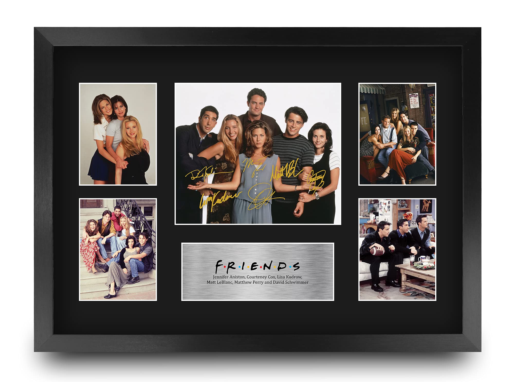 HWC Trading Friends Rachel, Monica, Phoebe, Chandler, Ross, Joey 16 x 12 inch (A3) Printed Gifts Signed Autograph Picture Presentation Display for TV Show Fans - 16" x 12" Framed