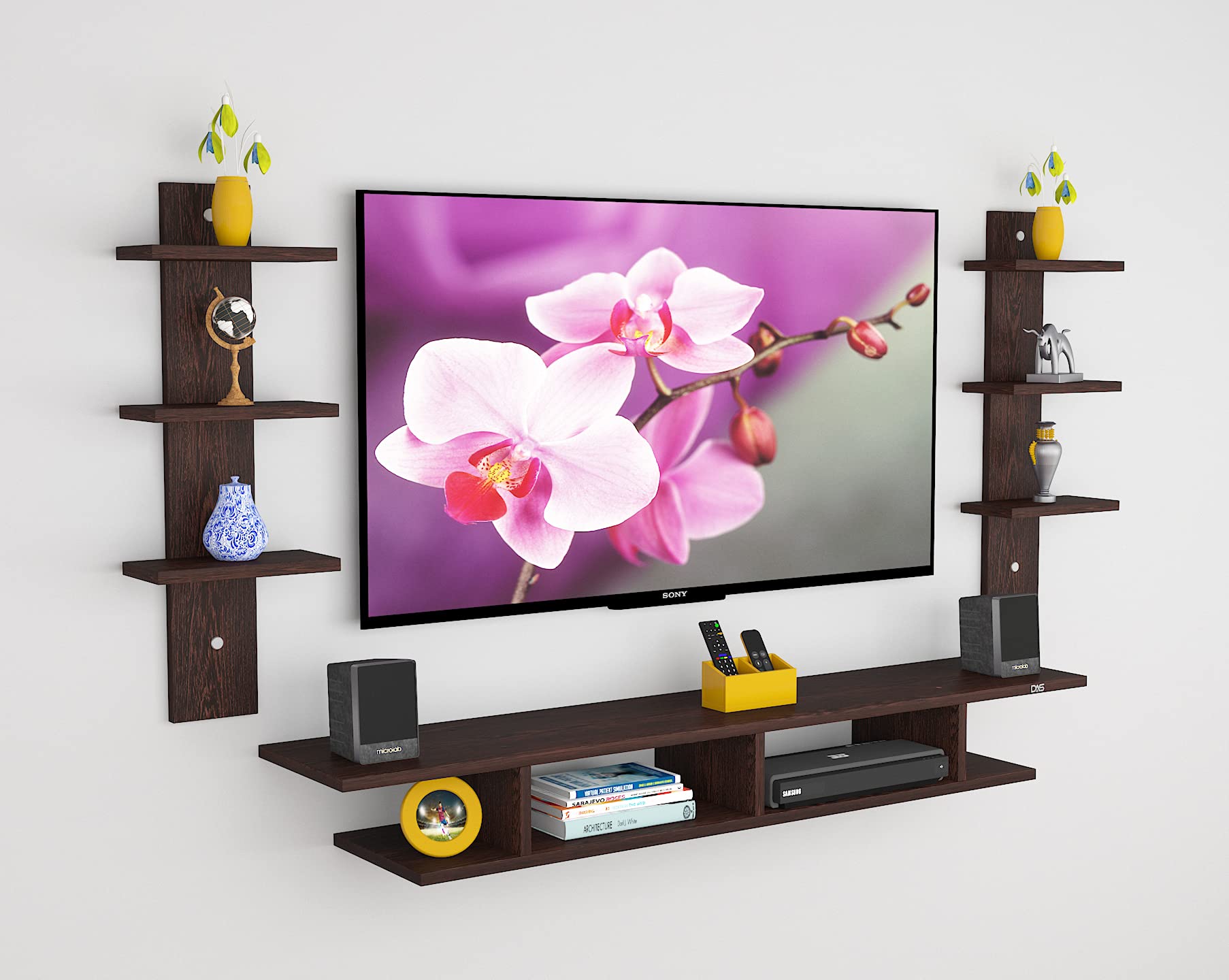 DAS Volker Engineered Wood TV Entertainment Unit Stand Set Top Box Stand for Living Room Flowery Wenge Large (Ideal for up to 55") Screen